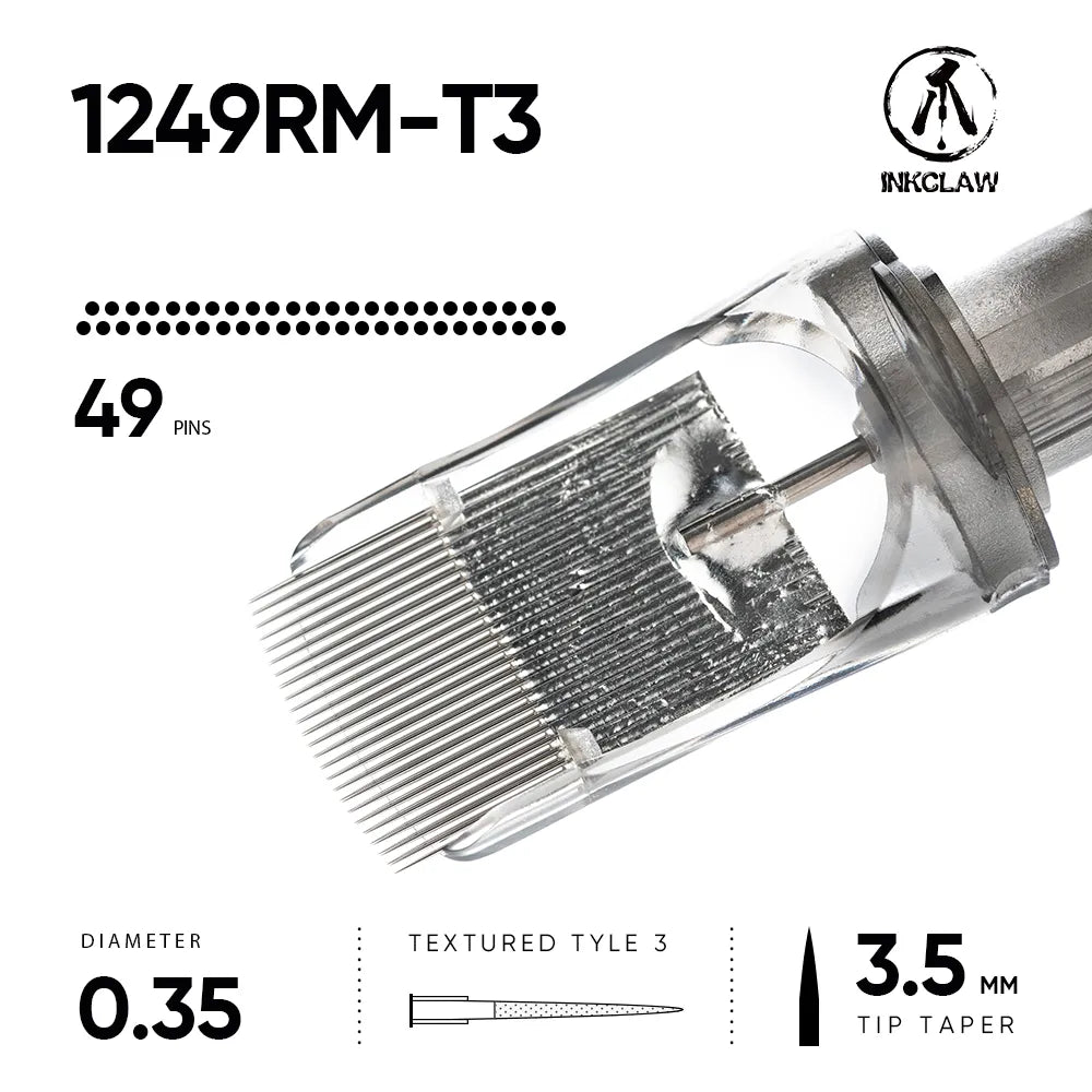 Inkclaw Textured 1249 Round Magnum Tattoo Cartridges
