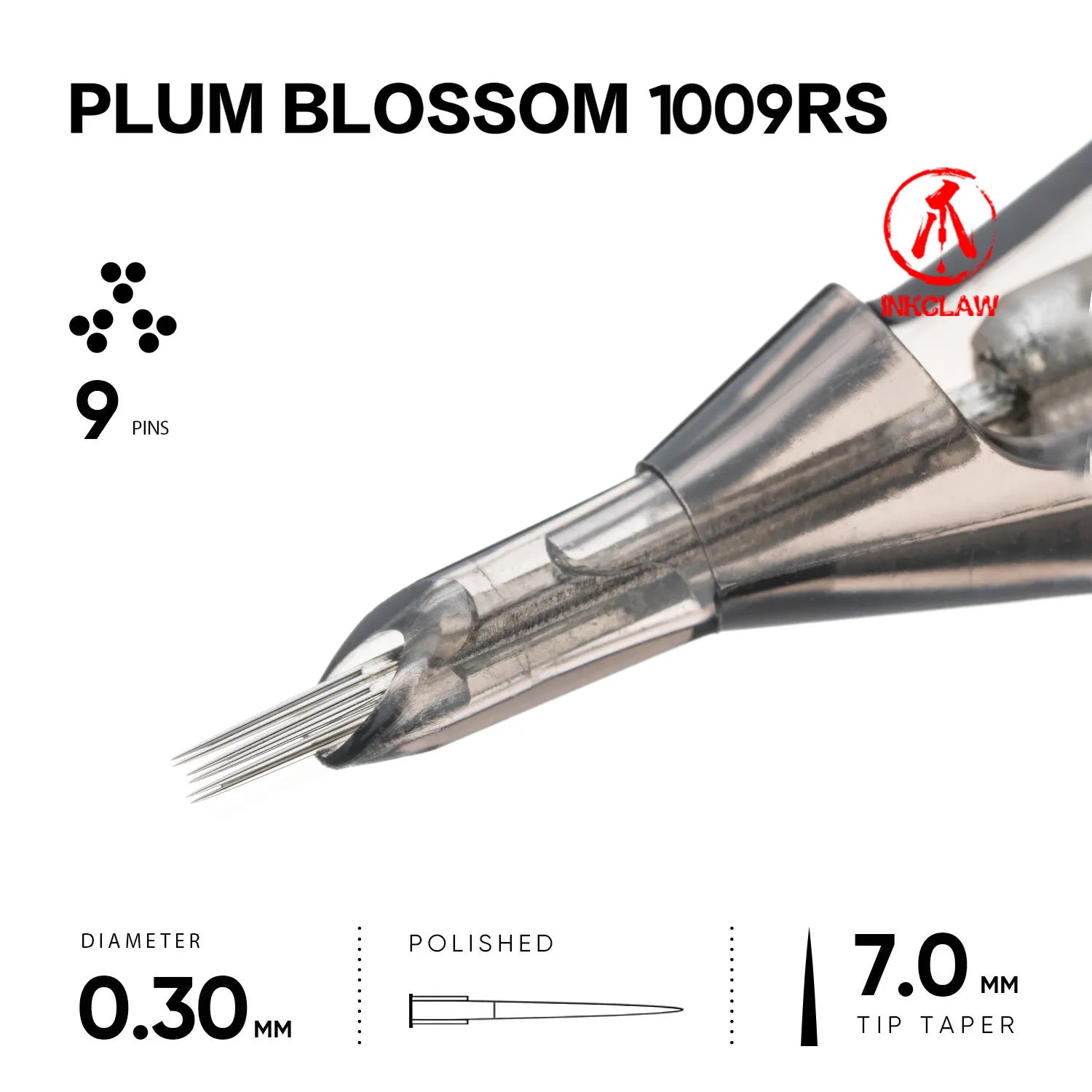 Specifications:
Super Tight 3x3RL Groupings Shader
Double Spacing Needles Gap
3.5mm and 7.0mm Taper 
Medium tension 
Polished Needle Tip
EO Gas Sterilized
Available 1pc/10pcs/20pcs box 
High-performance unique membrane cartridges
Inkclaw tattoo needles ma