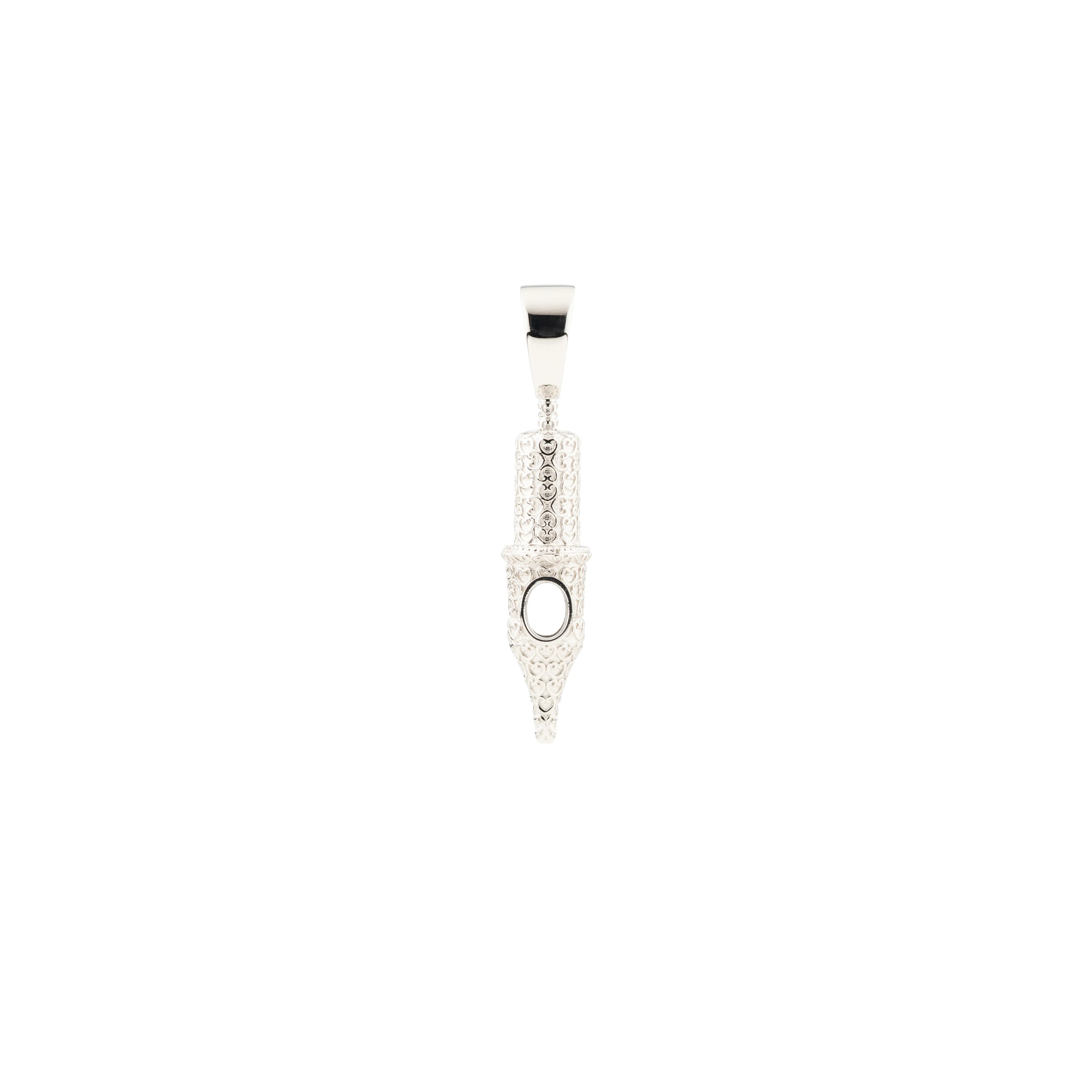 Inkclaw designs customized "Oval Heart" pattern tattoo cartridge needle pendants for all tattoo artists and lovers, which are the smaller size of a round liner tattoo cartridge.  All the personalized tattoo cartridge needle pendants are solid handcrafted