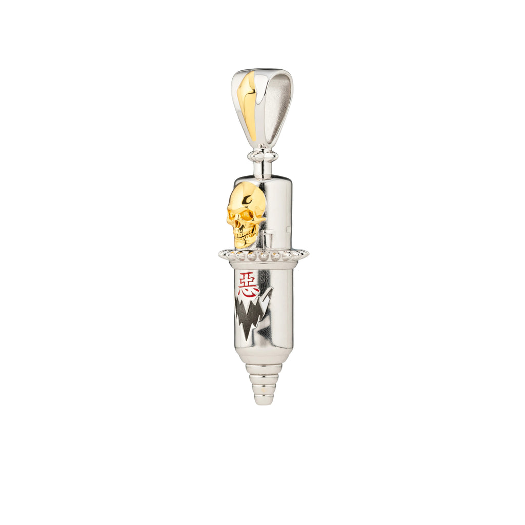 Evil Skull Round Liner Tattoo Pendant
