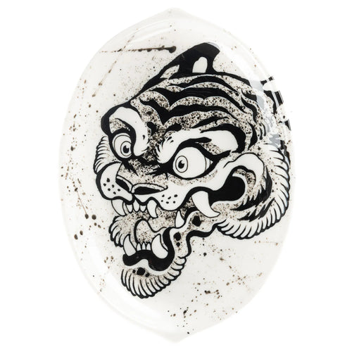 Chinese Fierce Tiger Porcelain Jewelry Tray - Black