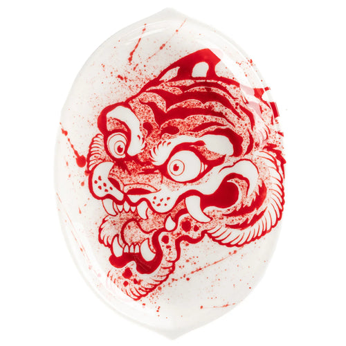 Chinese Fierce Tiger Porcelain Jewelry Tray - Red