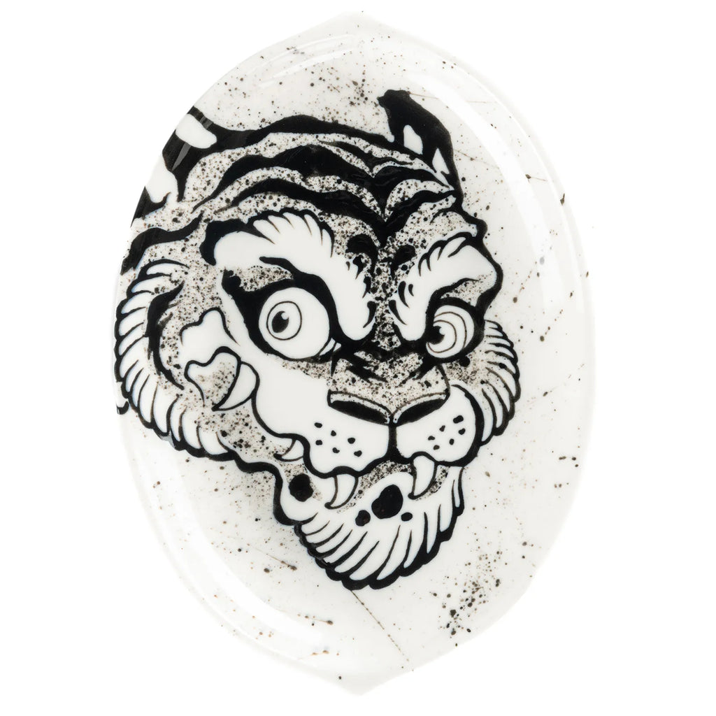 Chinese Tiger Porcelain Jewelry Tray - Black