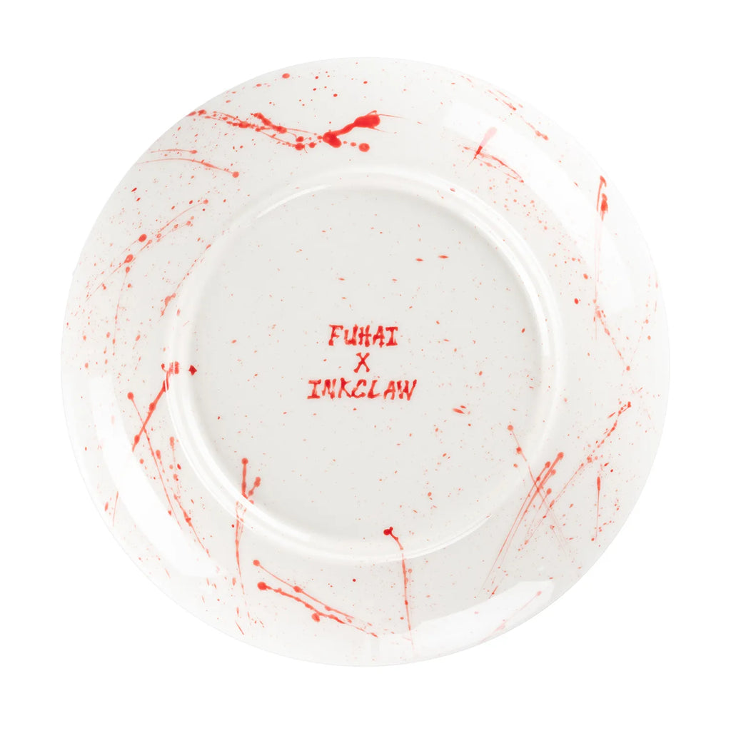 Chinese Tiger Porcelain Round Plate - Red