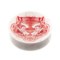 Chinese Tiger Porcelain Round Plate - Red