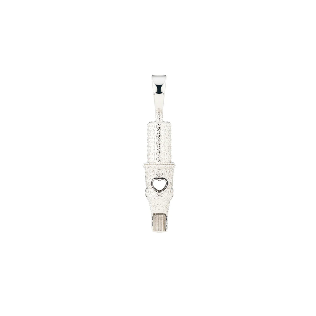 Tiny Heart Pattern Round Magnum Tattoo Pendant - Silver