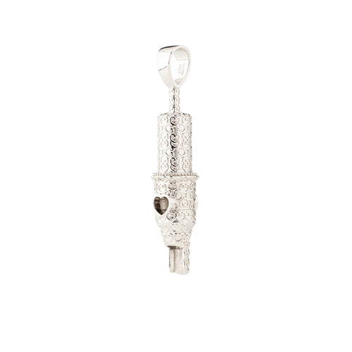 Heart Pattern Round Magnum Tattoo Pendant - Silver
