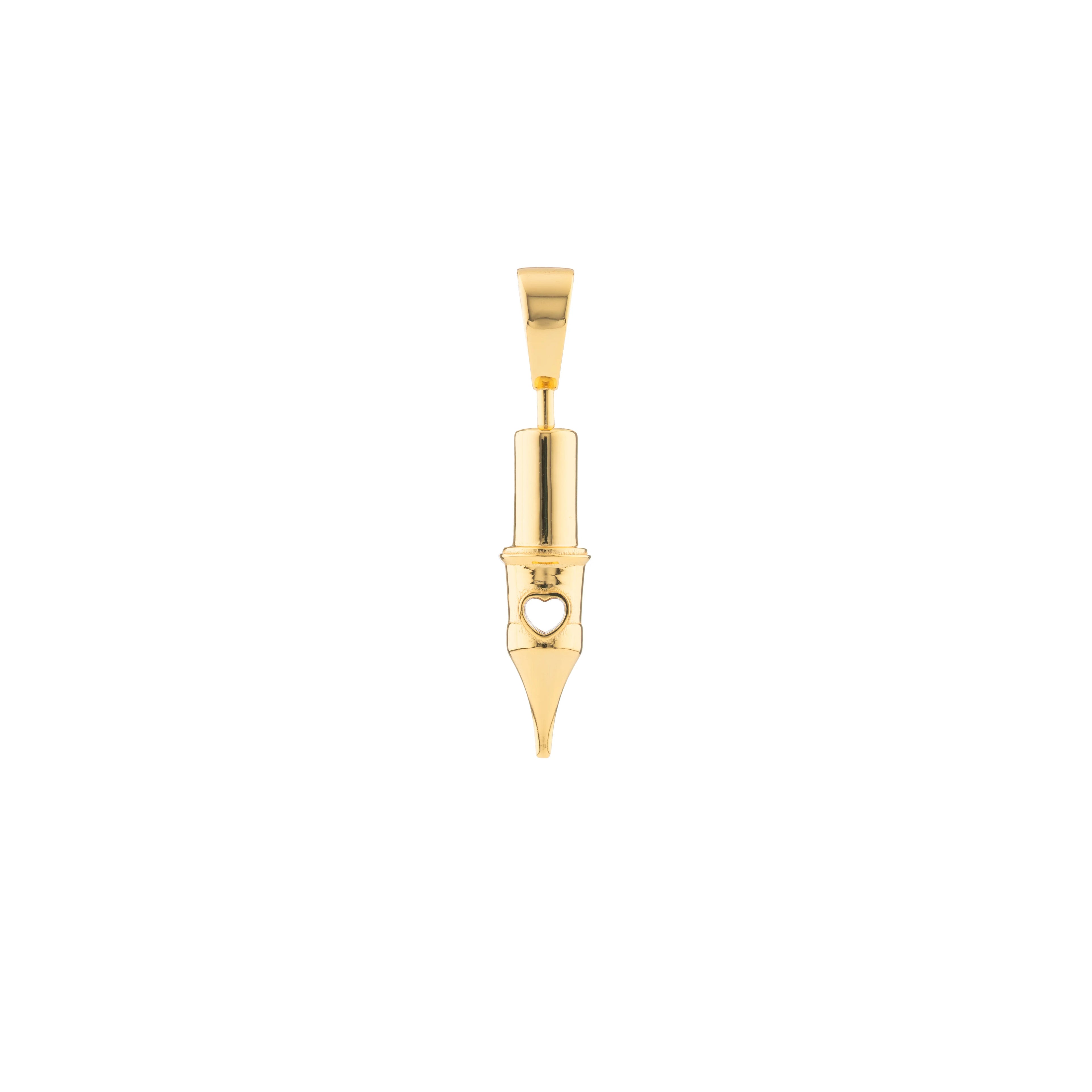Tiny Love Round Liner Tattoo Pendant- Gold Plated