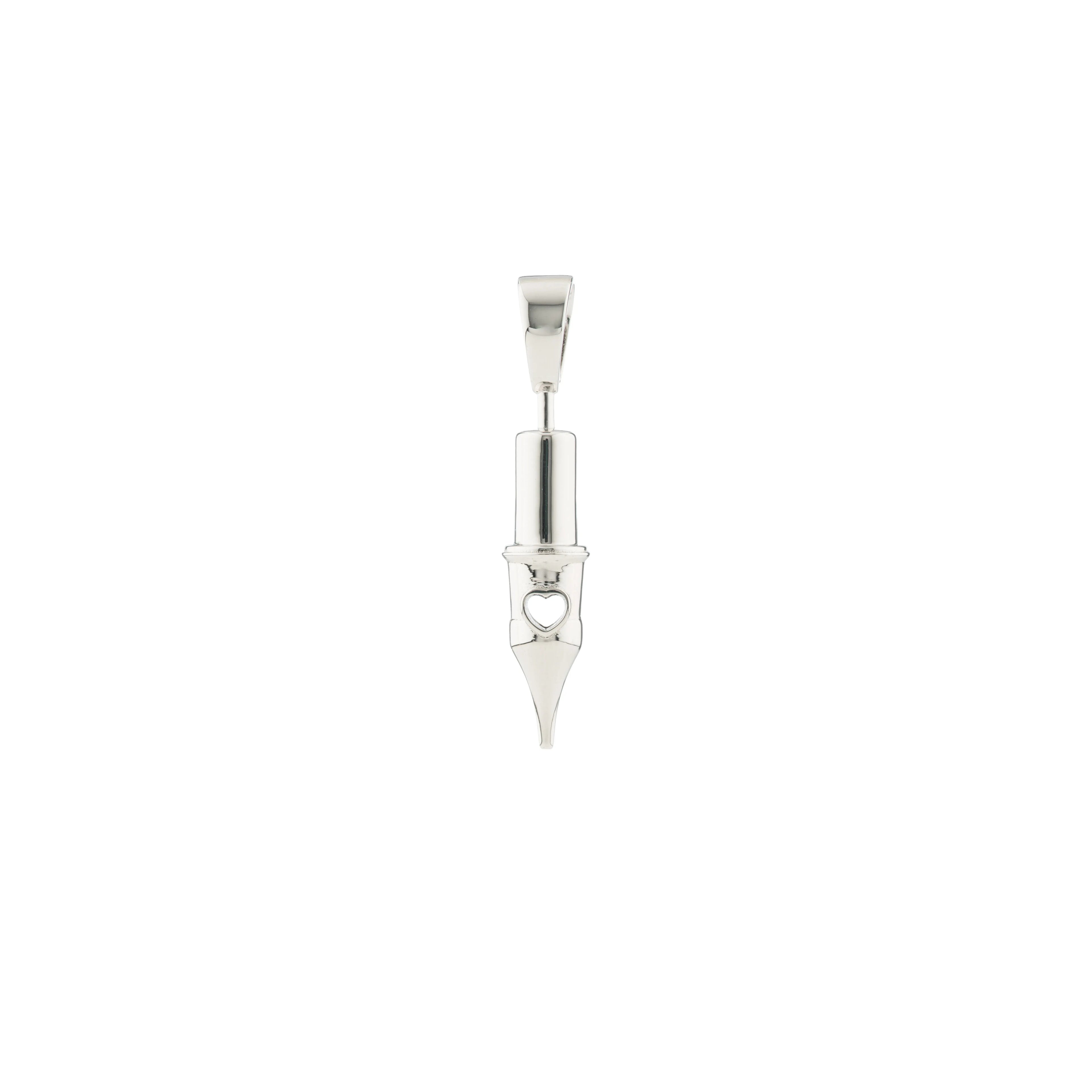Tiny Love Round Liner Tattoo Pendant- Silver