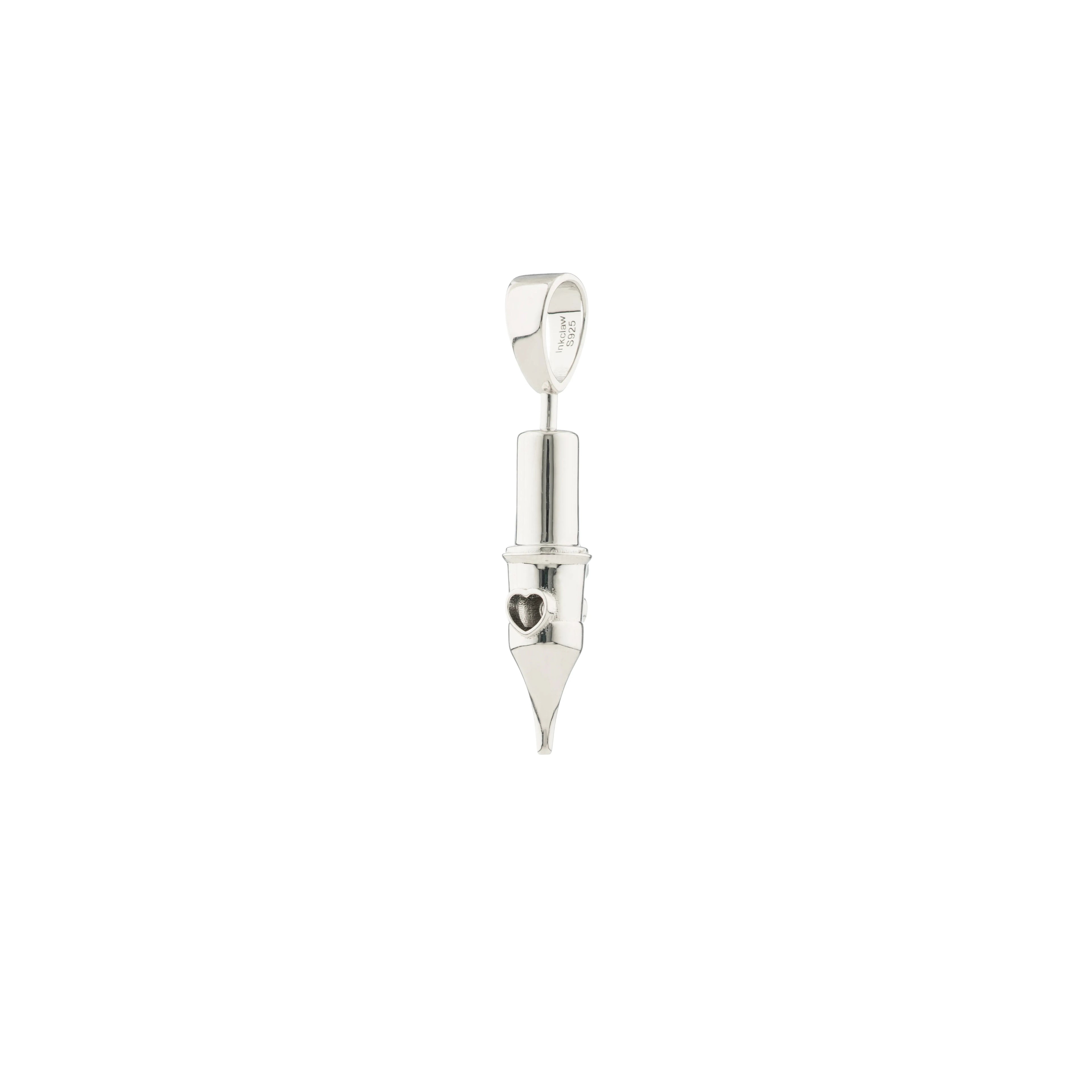 Tiny Love Round Liner Tattoo Pendant- Silver