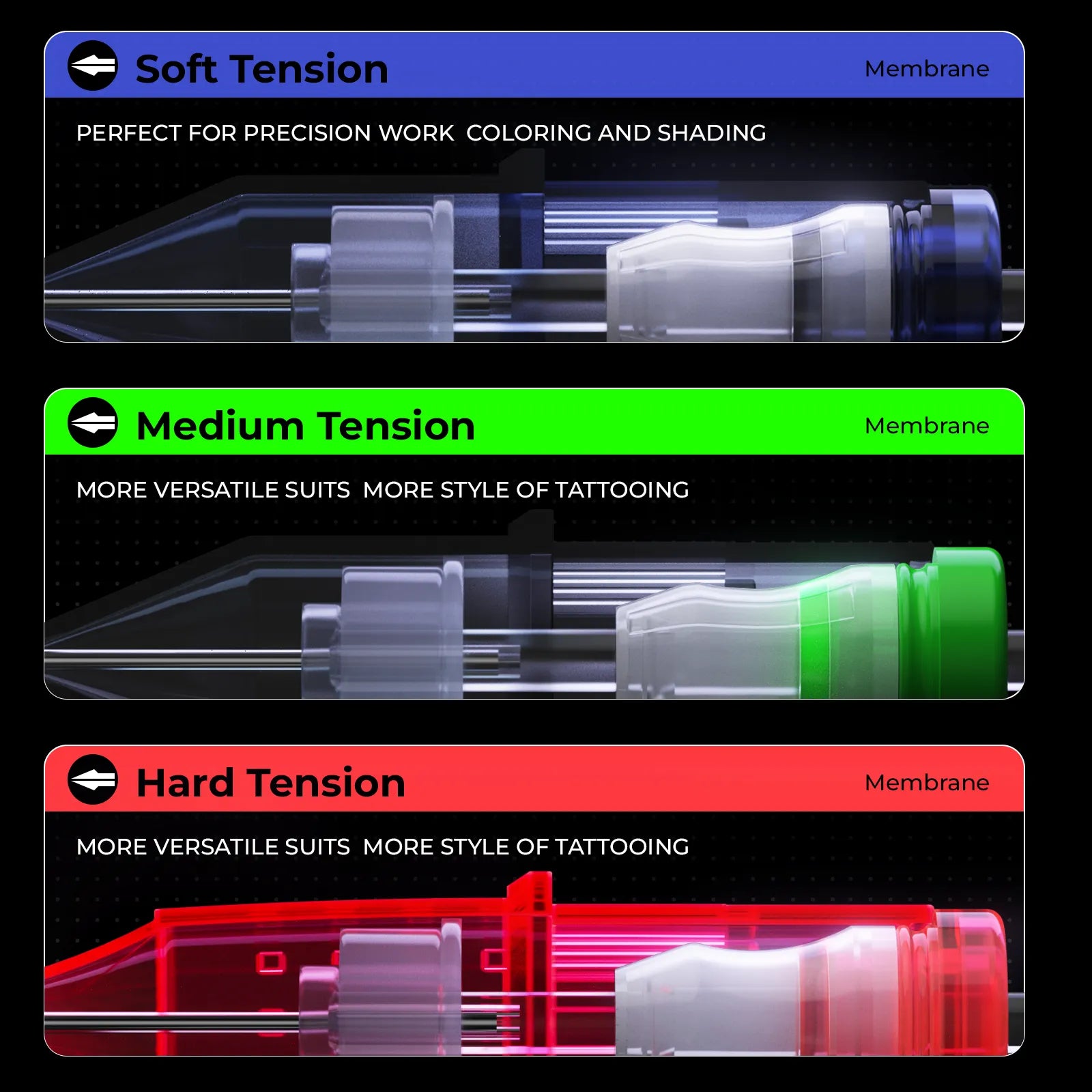 Hard Tension Membrane Tattoo Cartridge - Box of 10