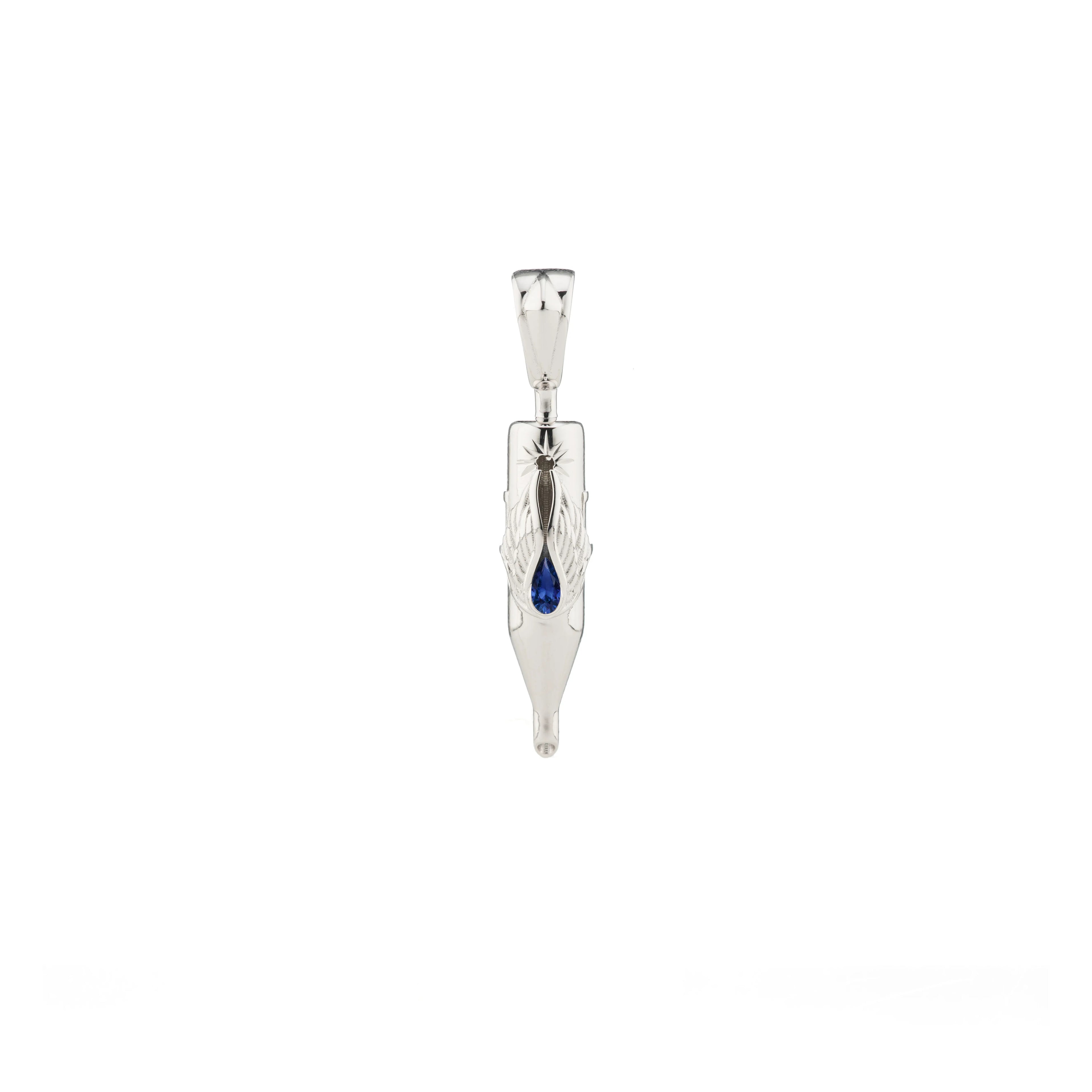 Tiny Wings Birthstone Tattoo Pendant Round Liner - Teardrop Gem Silver