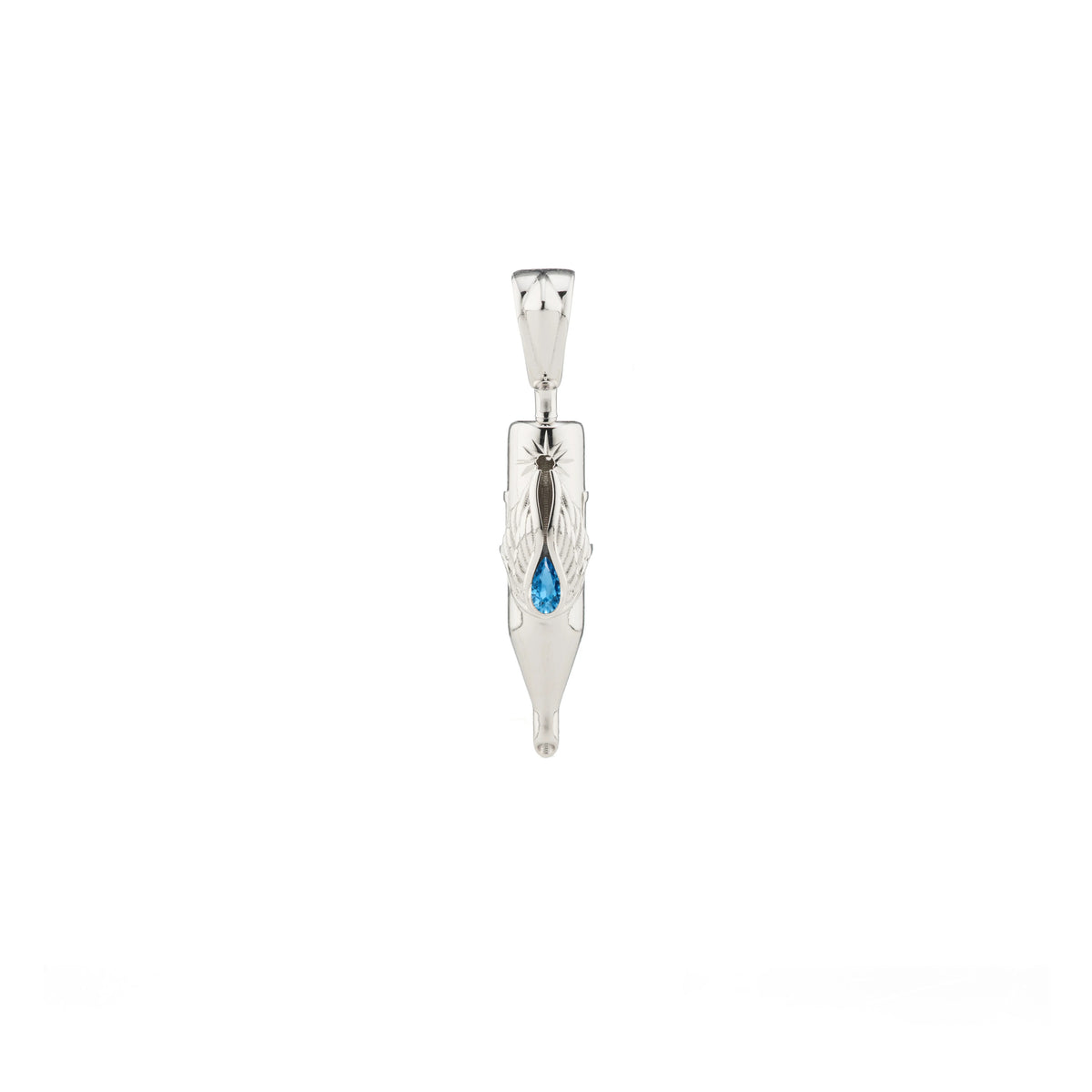 Tiny Wings Birthstone Tattoo Pendant Round Liner - Teardrop Gem Silver