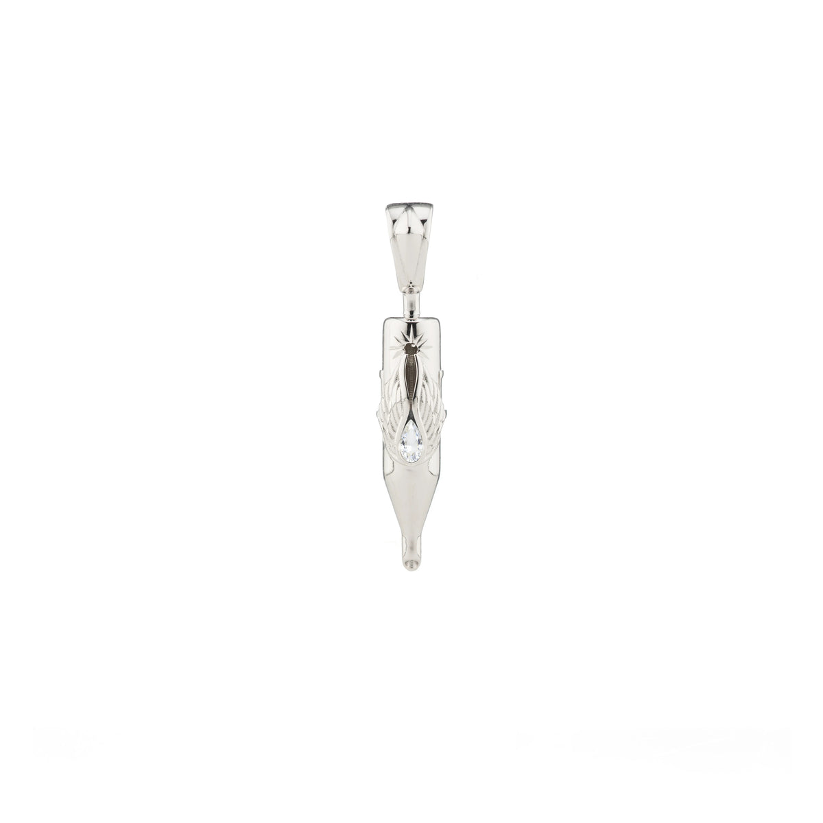 Tiny Wings Birthstone Tattoo Pendant Round Liner - Teardrop Gem Silver