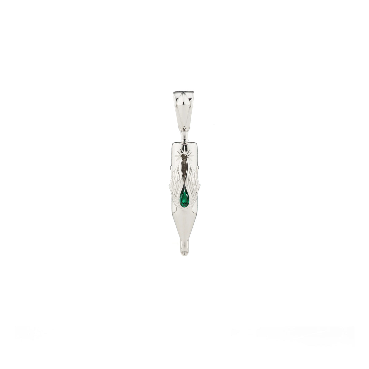 Tiny Wings Birthstone Tattoo Pendant Round Liner - Teardrop Gem Silver