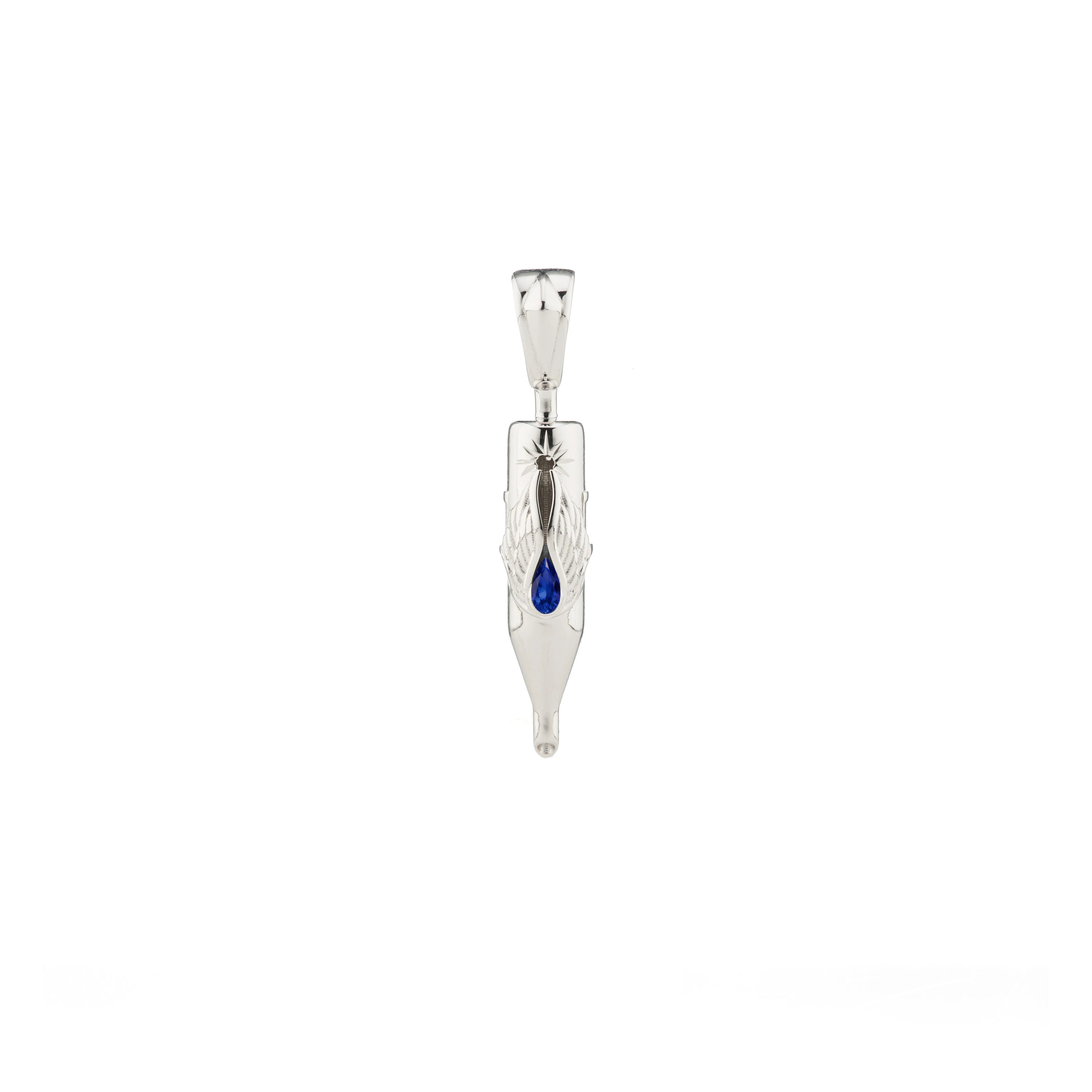 Tiny Wings Birthstone Tattoo Pendant Round Liner - Teardrop Gem Silver
