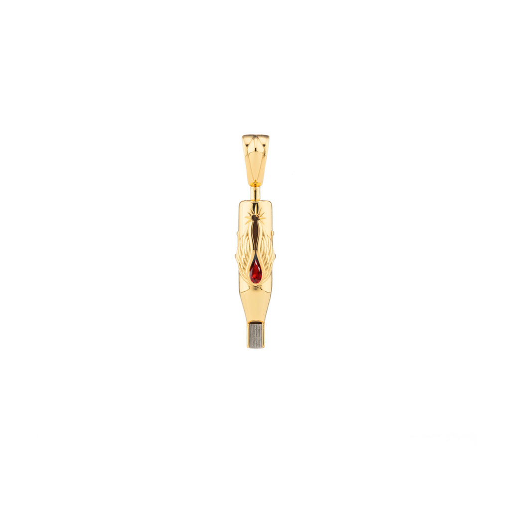 Tiny Wings Birthstone Tattoo Pendant Magnum - Teardrop Gem Gold Plated