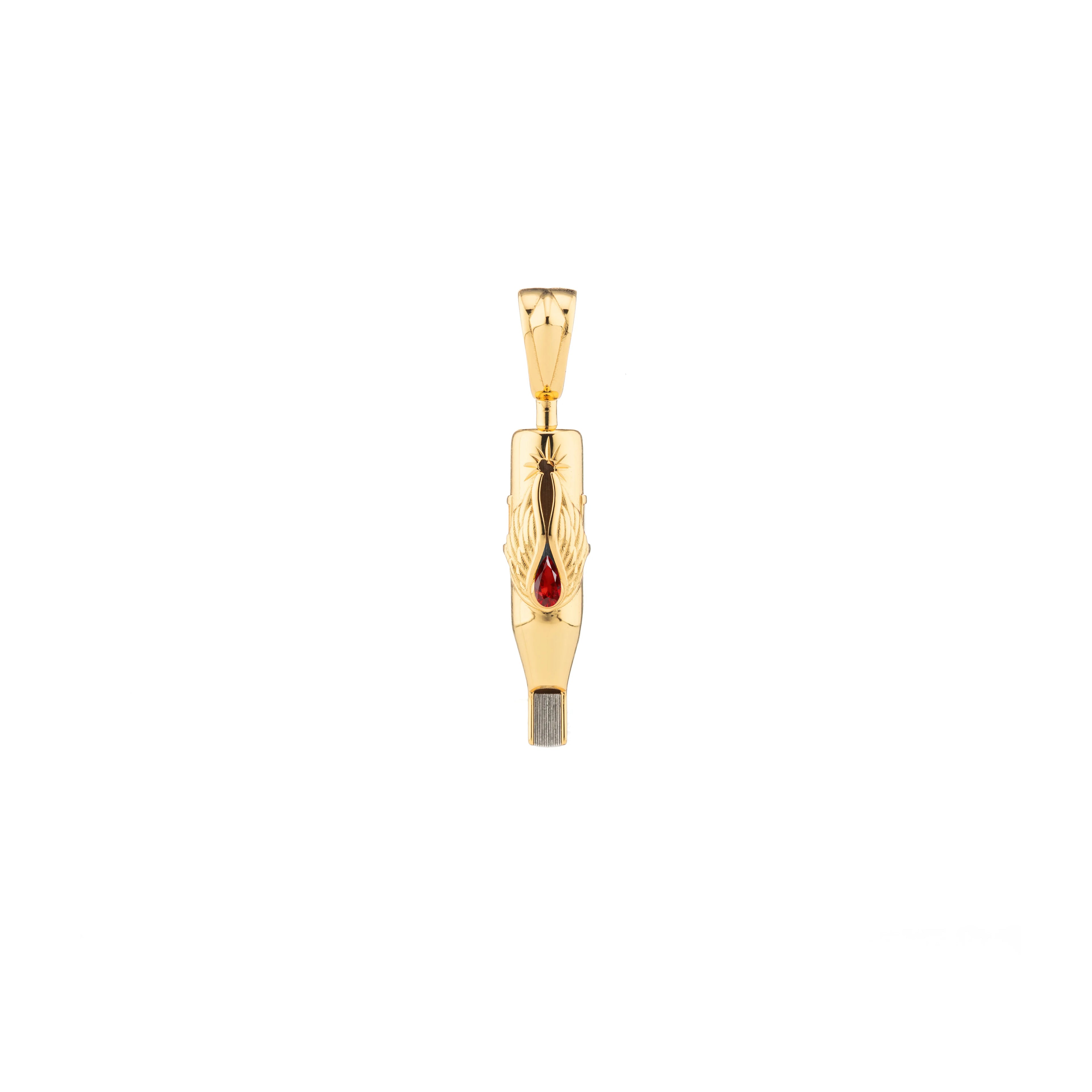 Tiny Wings Birthstone Tattoo Pendant Magnum - Teardrop Gem Gold Plated