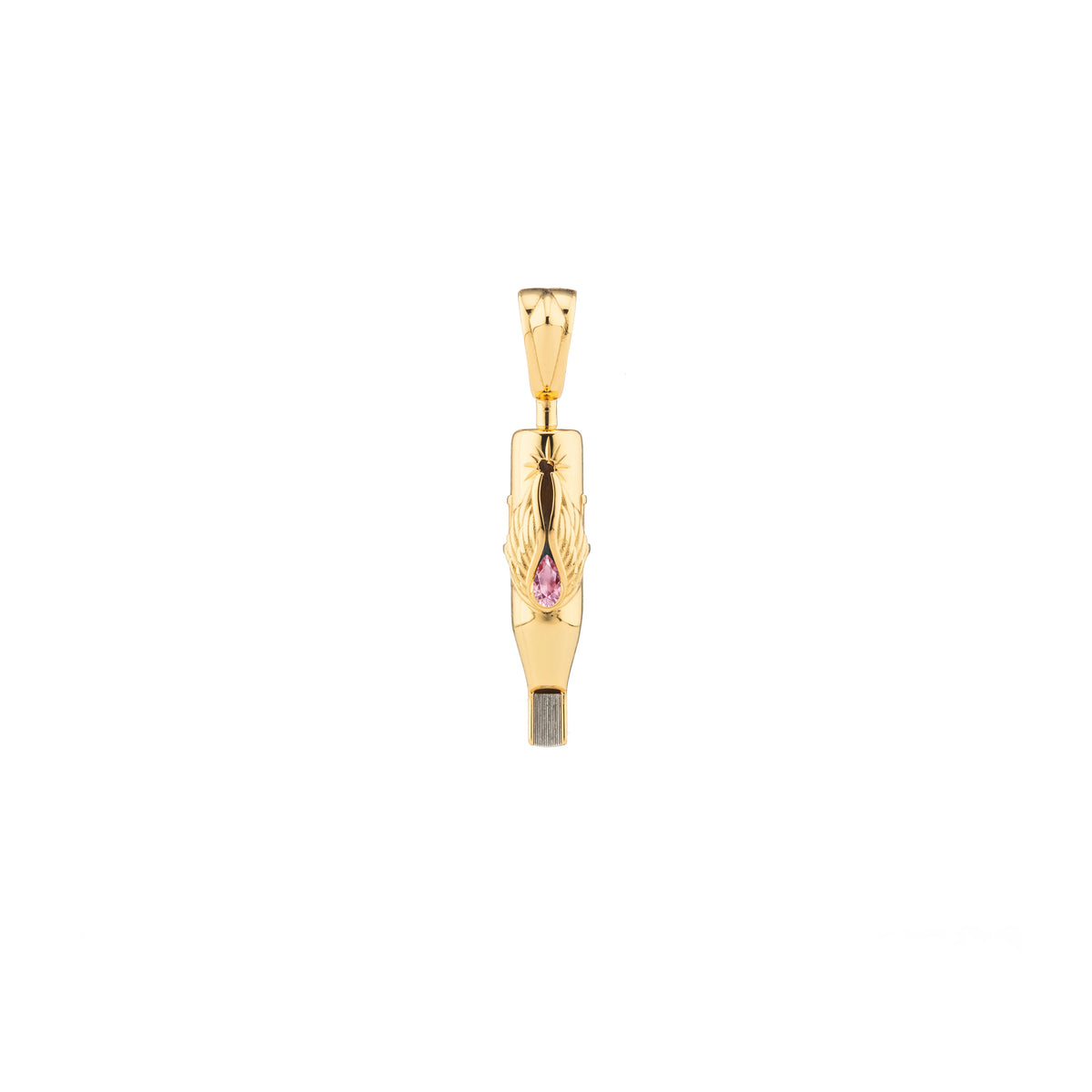 Tiny Wings Birthstone Tattoo Pendant Magnum - Teardrop Gem Gold Plated