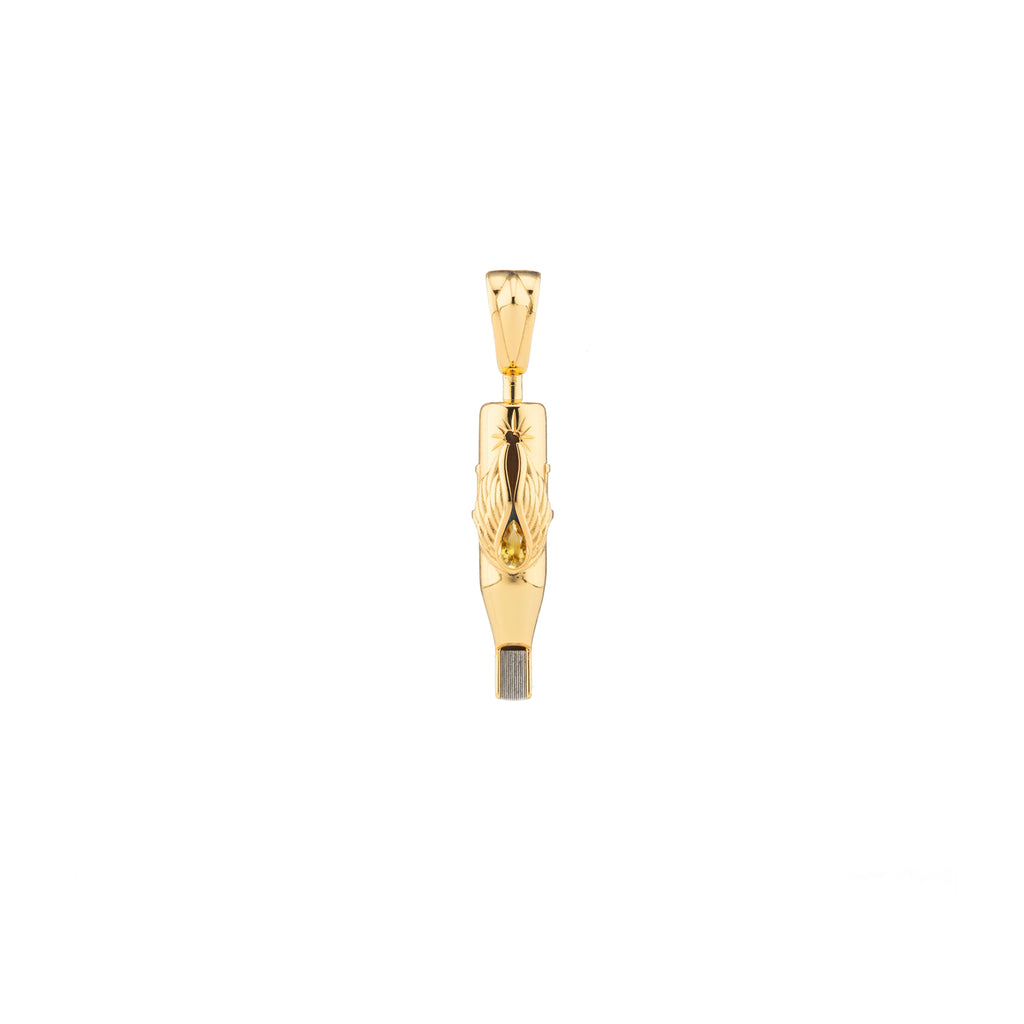 Tiny Wings Birthstone Tattoo Pendant Magnum - Teardrop Gem Gold Plated