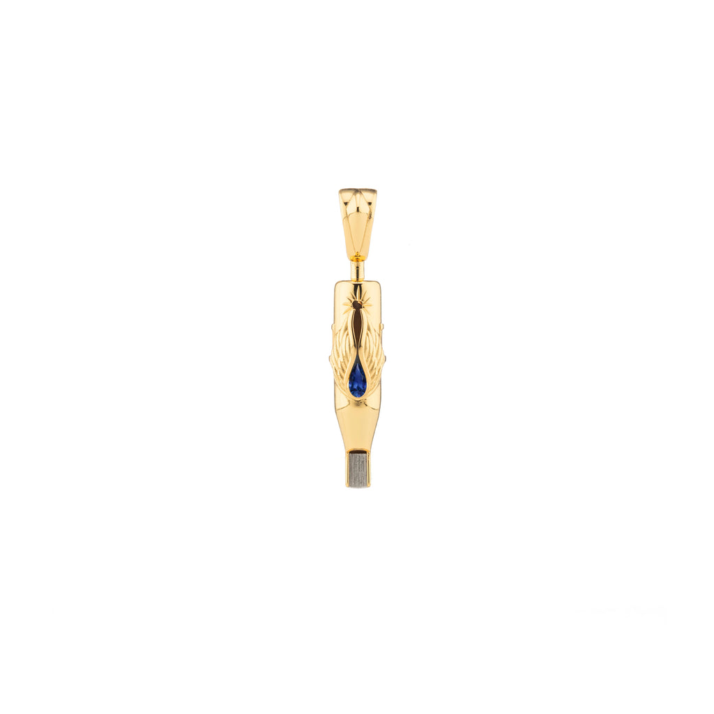 Tiny Wings Birthstone Tattoo Pendant Magnum - Teardrop Gem Gold Plated
