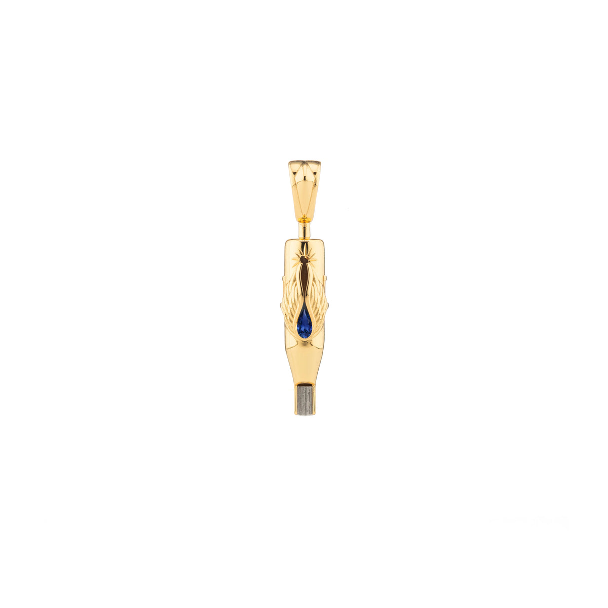 Tiny Wings Birthstone Tattoo Pendant Magnum - Teardrop Gem Gold Plated