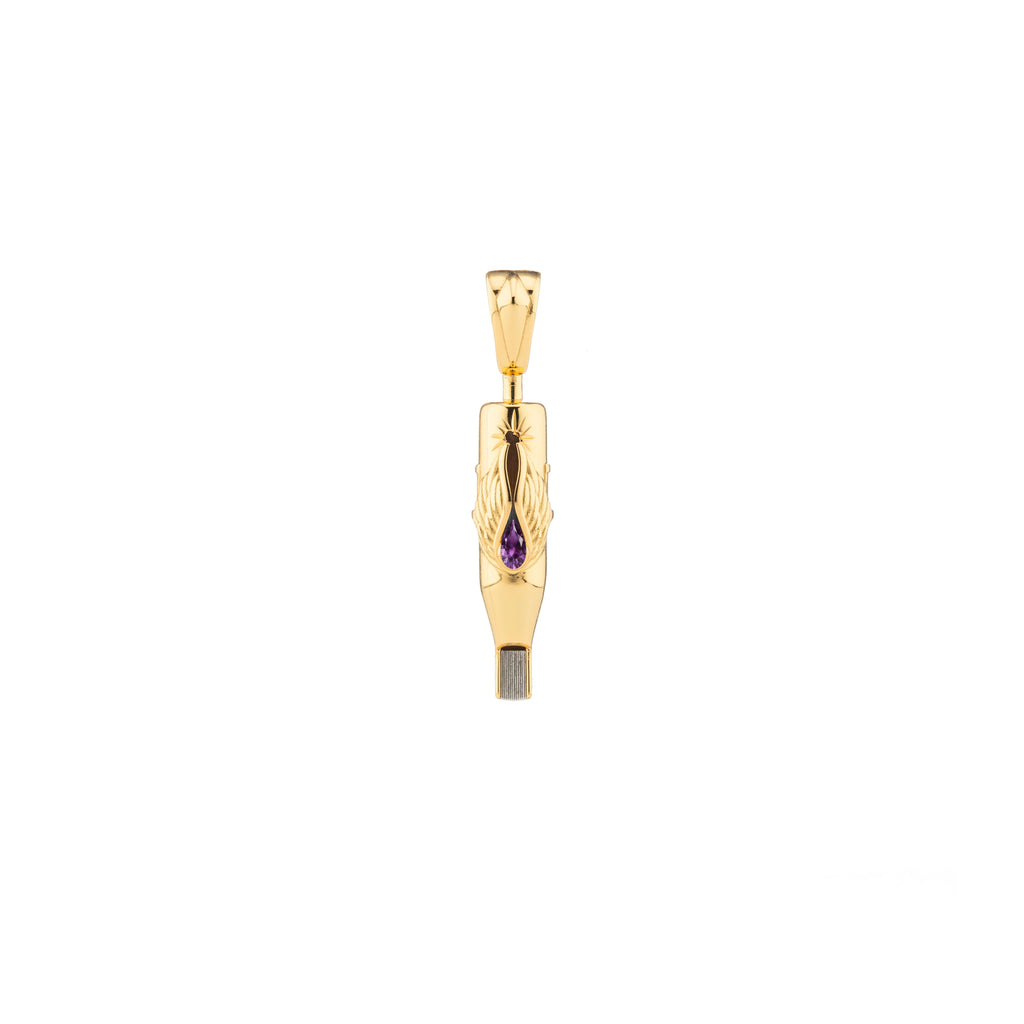Tiny Wings Birthstone Tattoo Pendant Magnum - Teardrop Gem Gold Plated