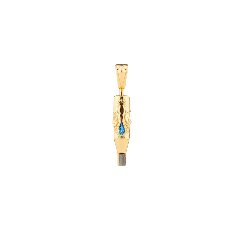 Tiny Wings Birthstone Tattoo Pendant Magnum - Teardrop Gem Gold Plated