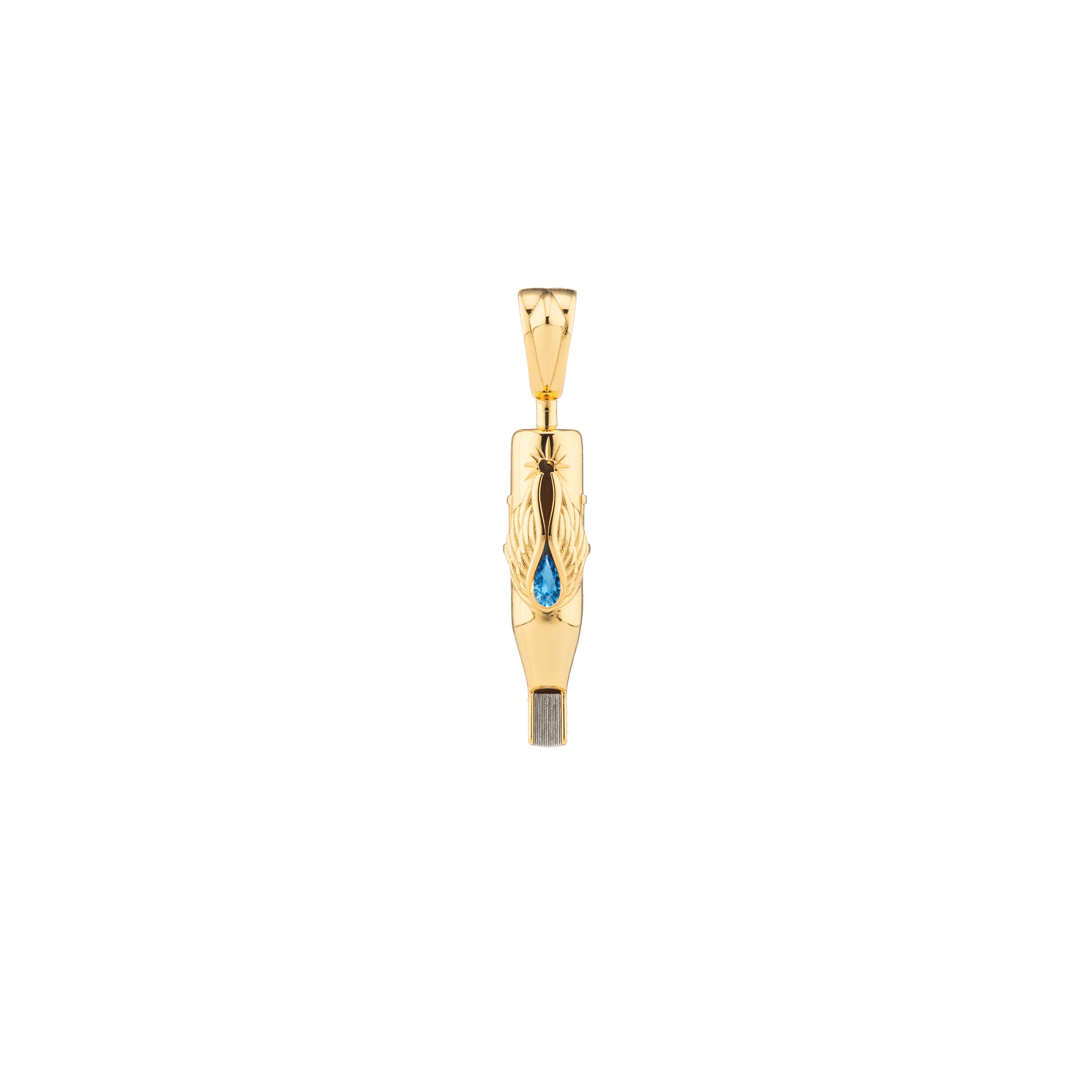 Tiny Wings Birthstone Tattoo Pendant Magnum - Teardrop Gem Gold Plated