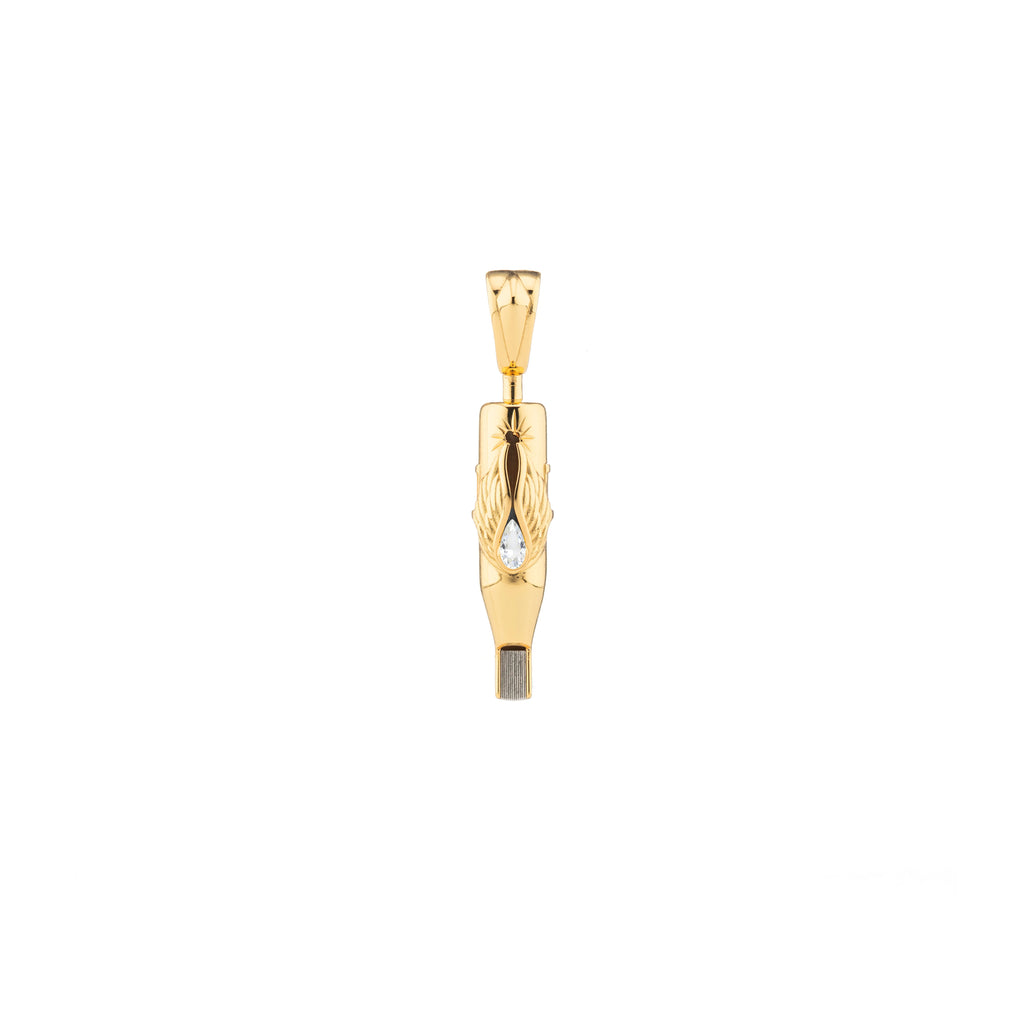Tiny Wings Birthstone Tattoo Pendant Magnum - Teardrop Gem Gold Plated