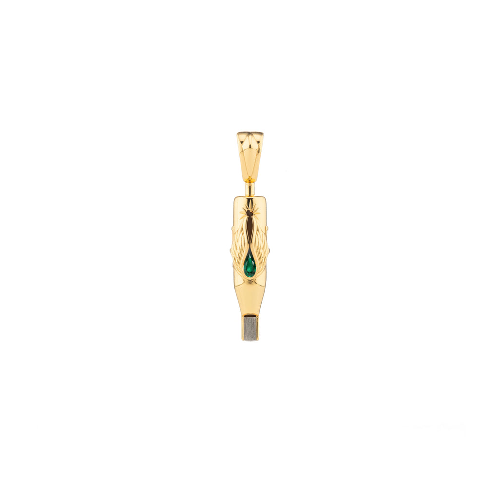 Tiny Wings Birthstone Tattoo Pendant Magnum - Teardrop Gem Gold Plated