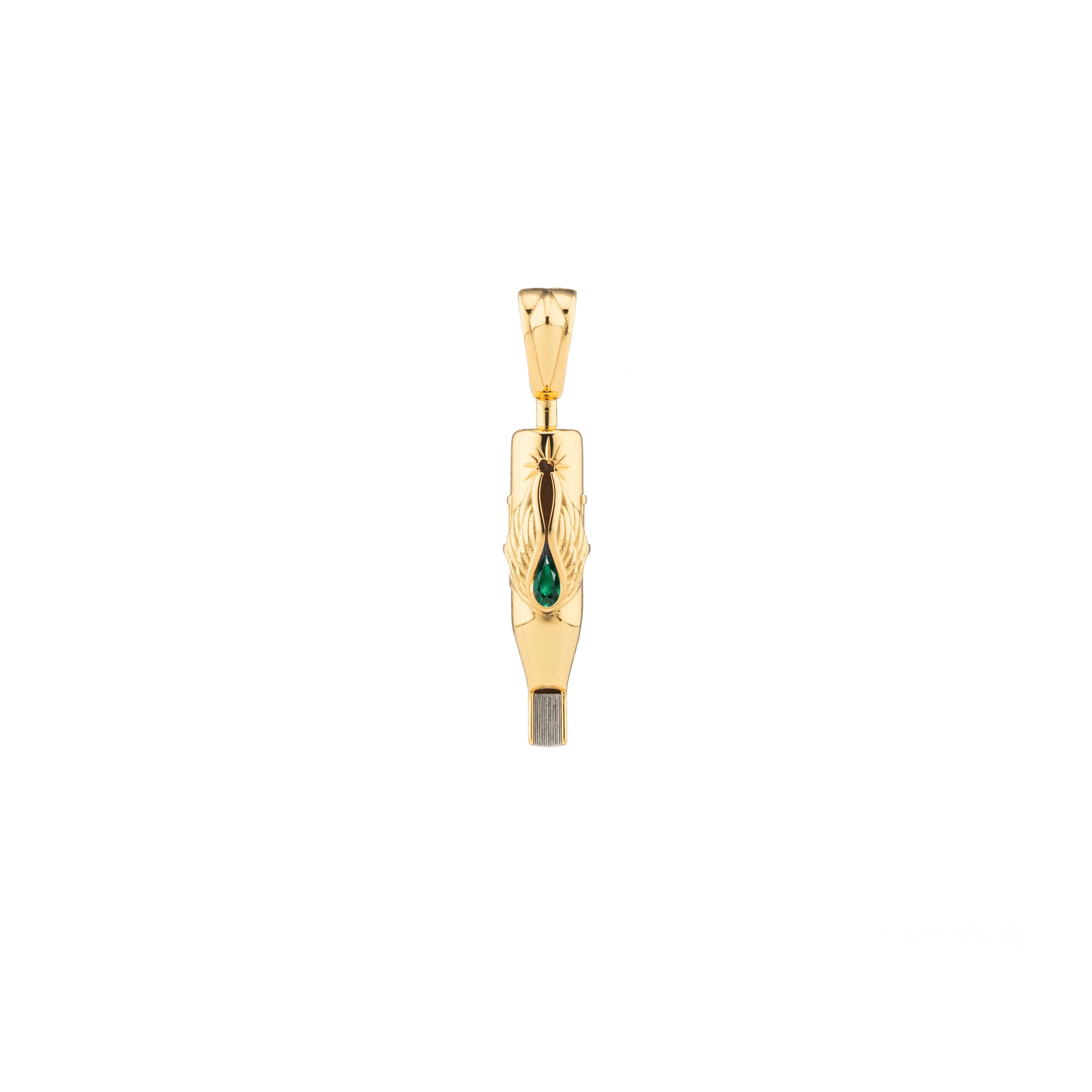 Tiny Wings Birthstone Tattoo Pendant Magnum - Teardrop Gem Gold Plated