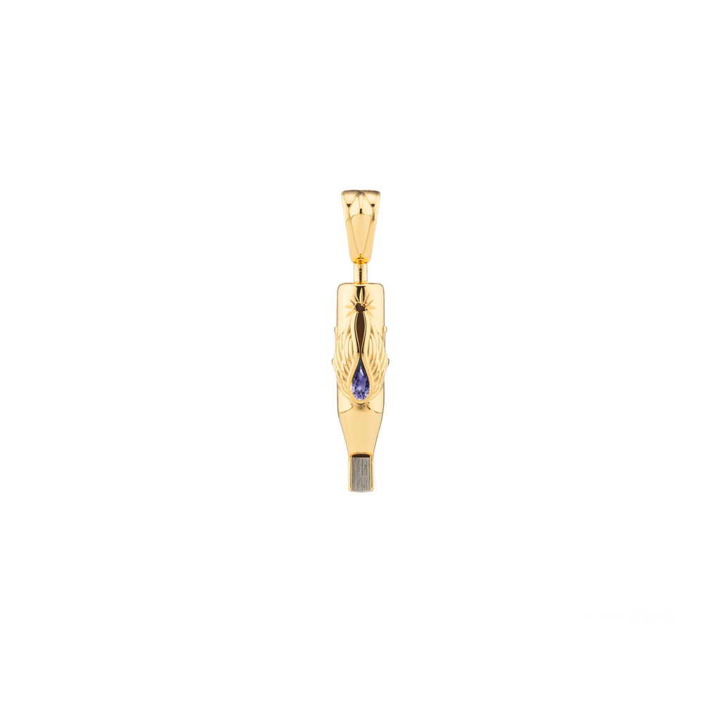 Tiny Wings Birthstone Tattoo Pendant Magnum - Teardrop Gem Gold Plated