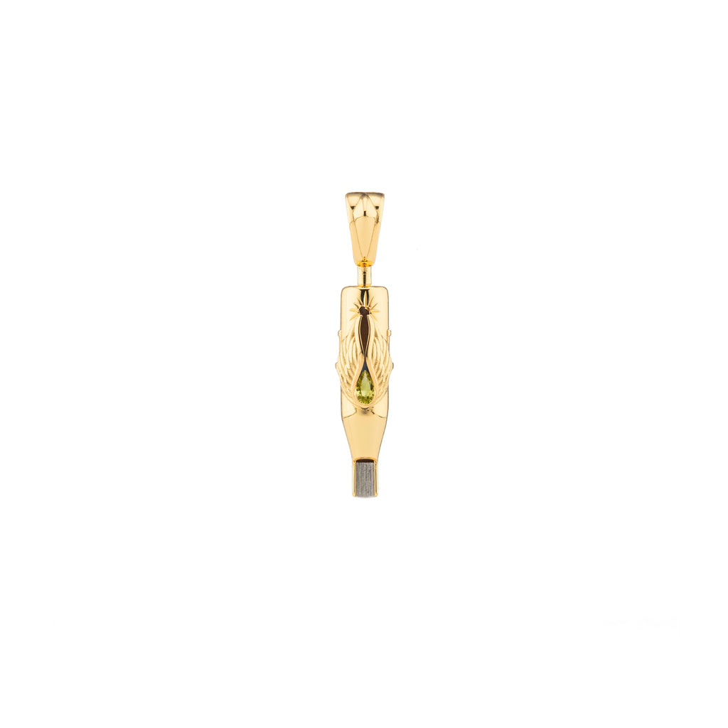 Tiny Wings Birthstone Tattoo Pendant Magnum - Teardrop Gem Gold Plated