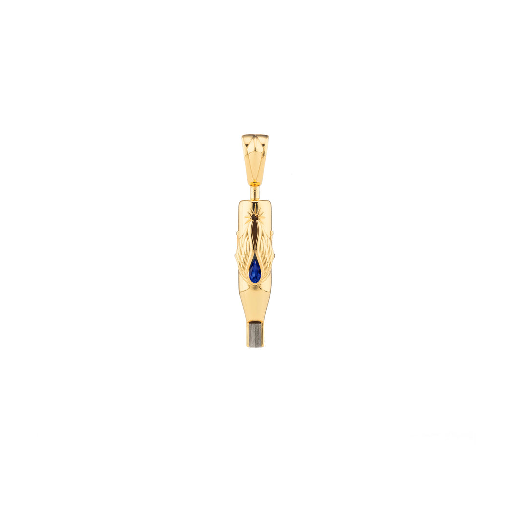 Tiny Wings Birthstone Tattoo Pendant Magnum - Teardrop Gem Gold Plated