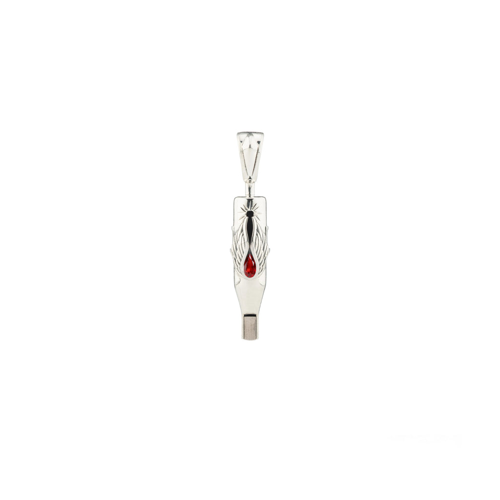 Tiny Wings Birthstone Tattoo Pendant Magnum - Teardrop Gem Silver