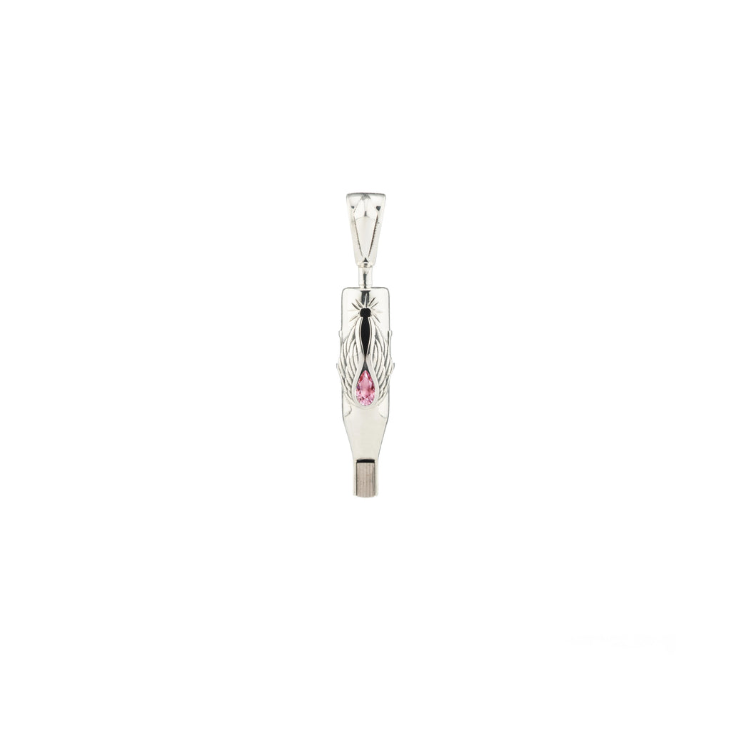 Tiny Wings Birthstone Tattoo Pendant Magnum - Teardrop Gem Silver