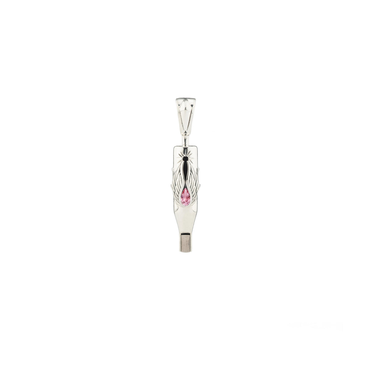Tiny Wings Birthstone Tattoo Pendant Magnum - Teardrop Gem Silver