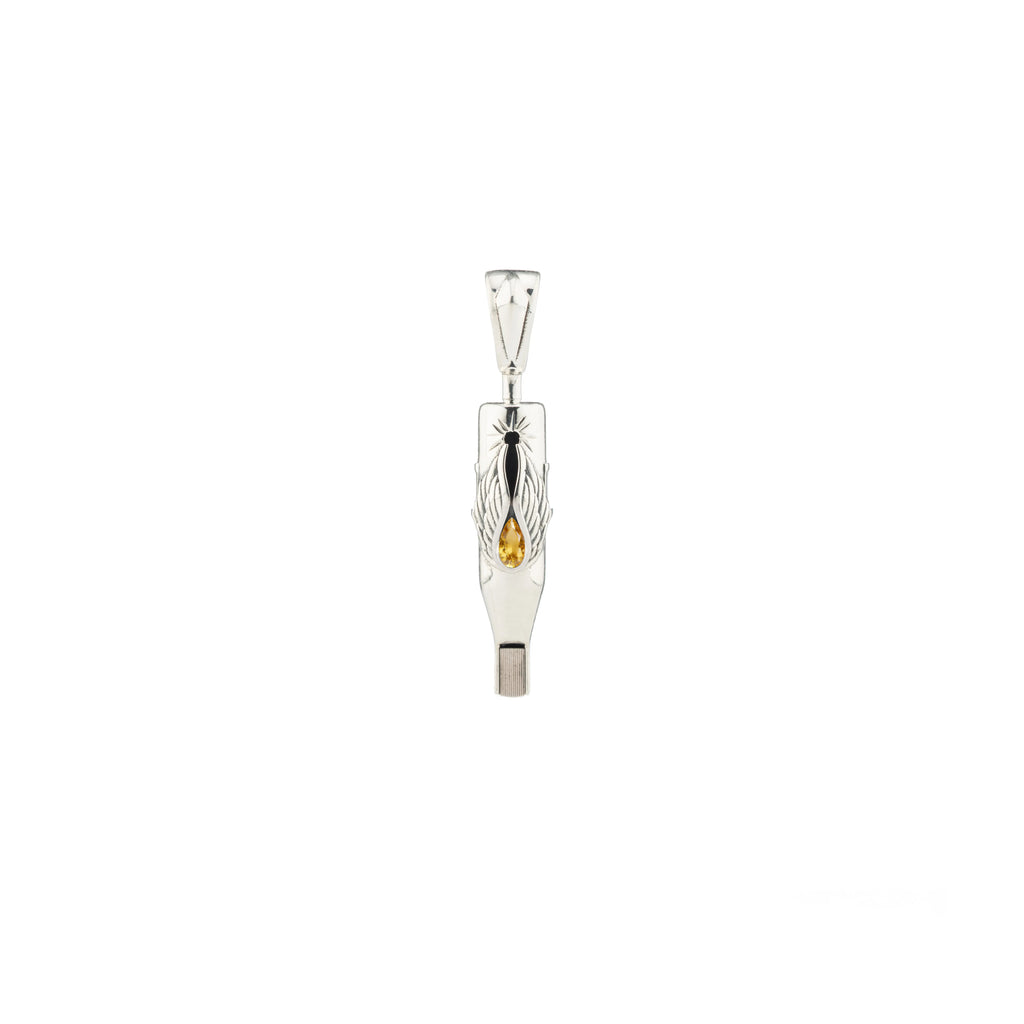 Tiny Wings Birthstone Tattoo Pendant Magnum - Teardrop Gem Silver