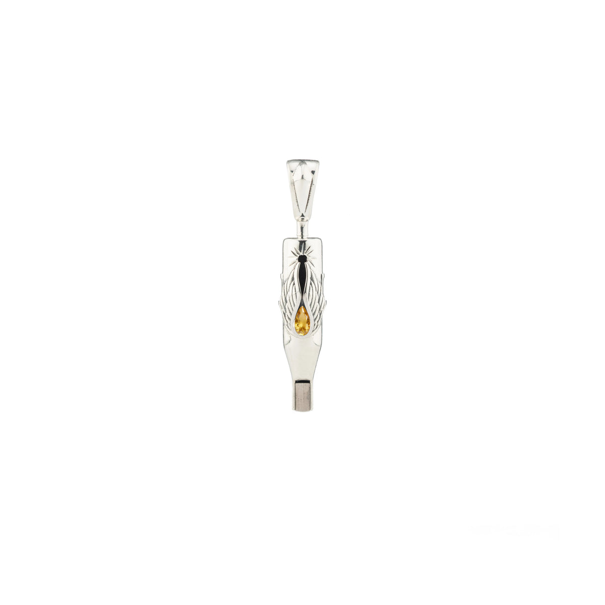 Tiny Wings Birthstone Tattoo Pendant Magnum - Teardrop Gem Silver
