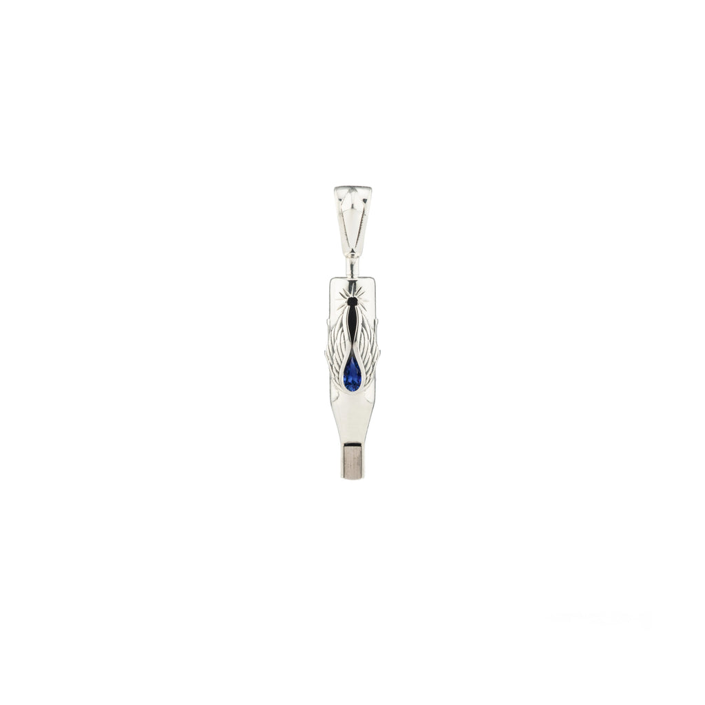 Tiny Wings Birthstone Tattoo Pendant Magnum - Teardrop Gem Silver