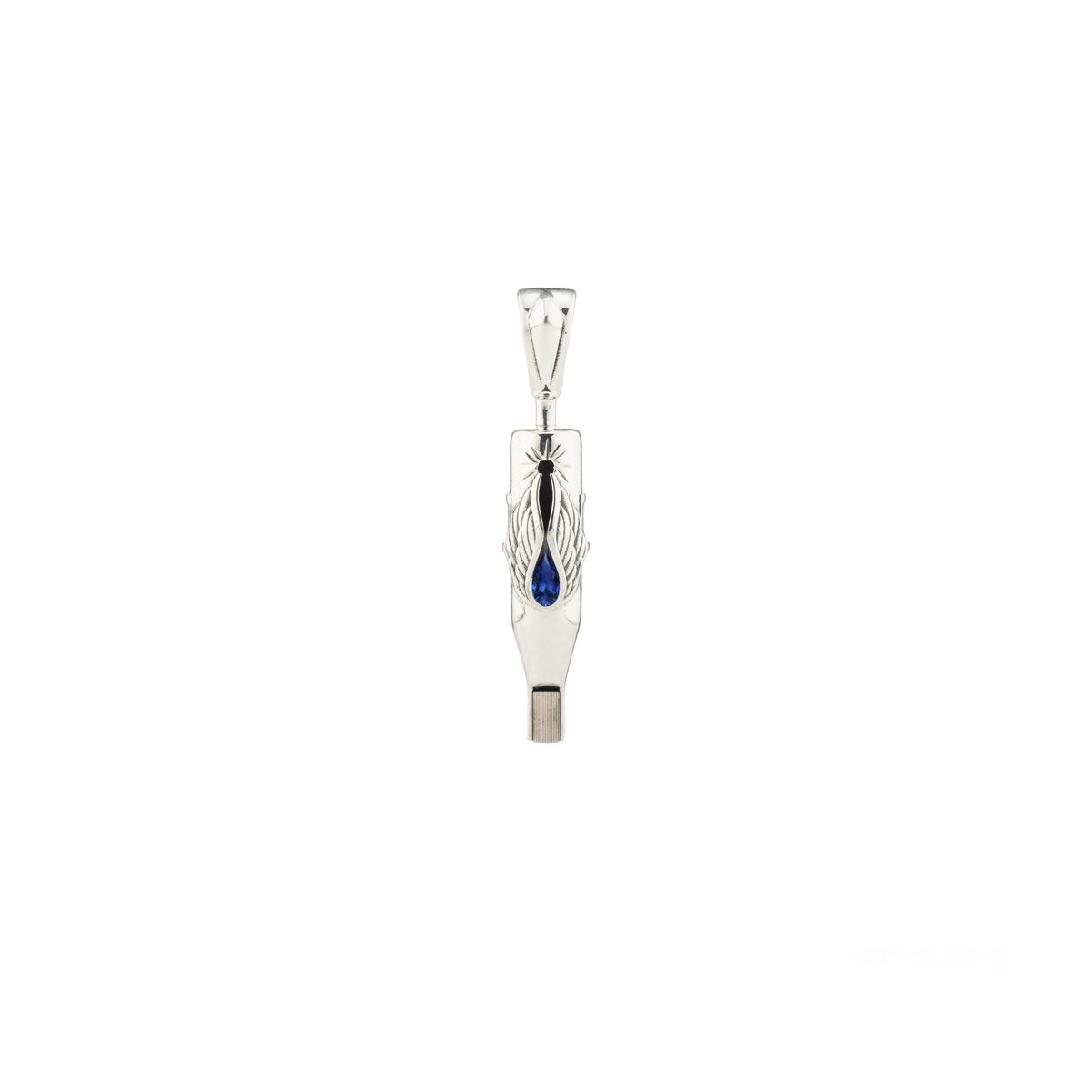 Tiny Wings Birthstone Tattoo Pendant Magnum - Teardrop Gem Silver