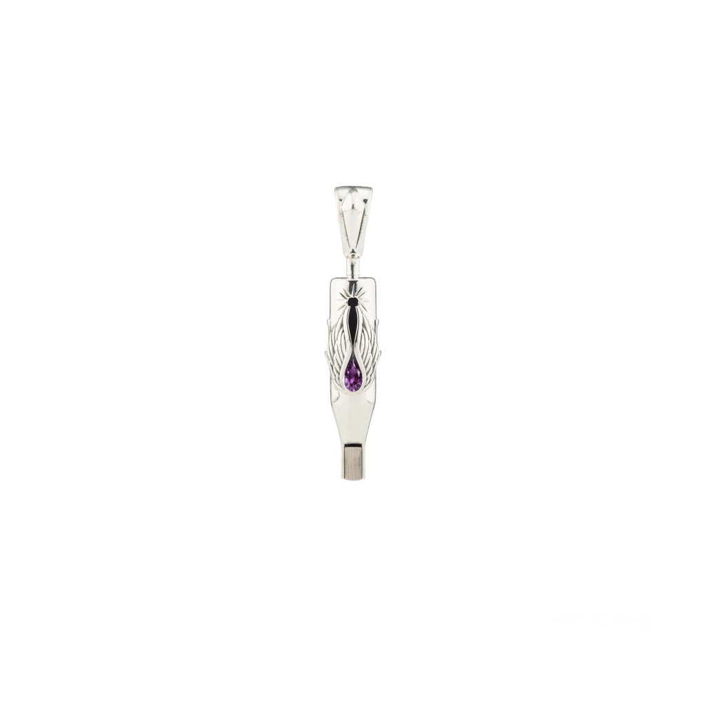Tiny Wings Birthstone Tattoo Pendant Magnum - Teardrop Gem Silver