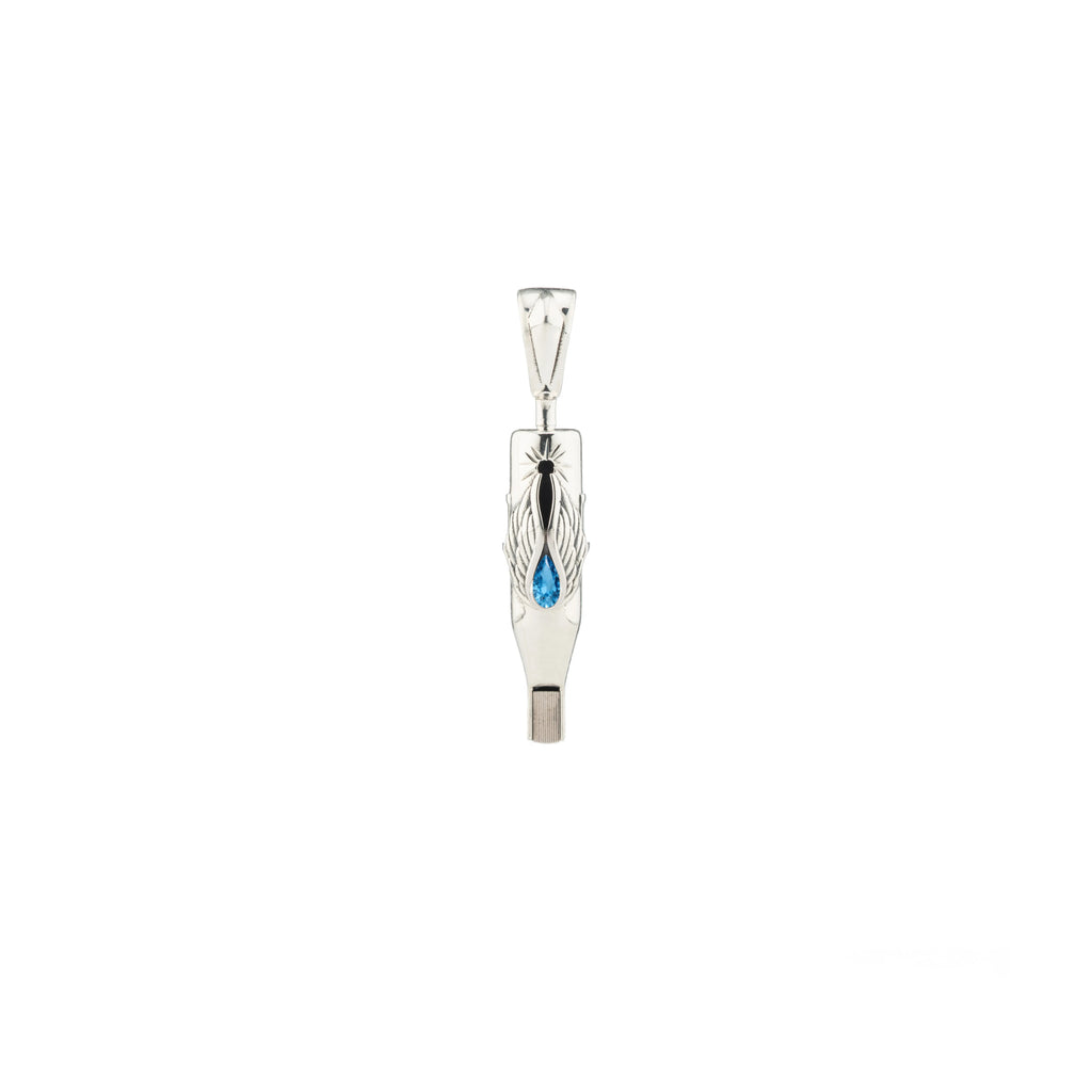 Tiny Wings Birthstone Tattoo Pendant Magnum - Teardrop Gem Silver