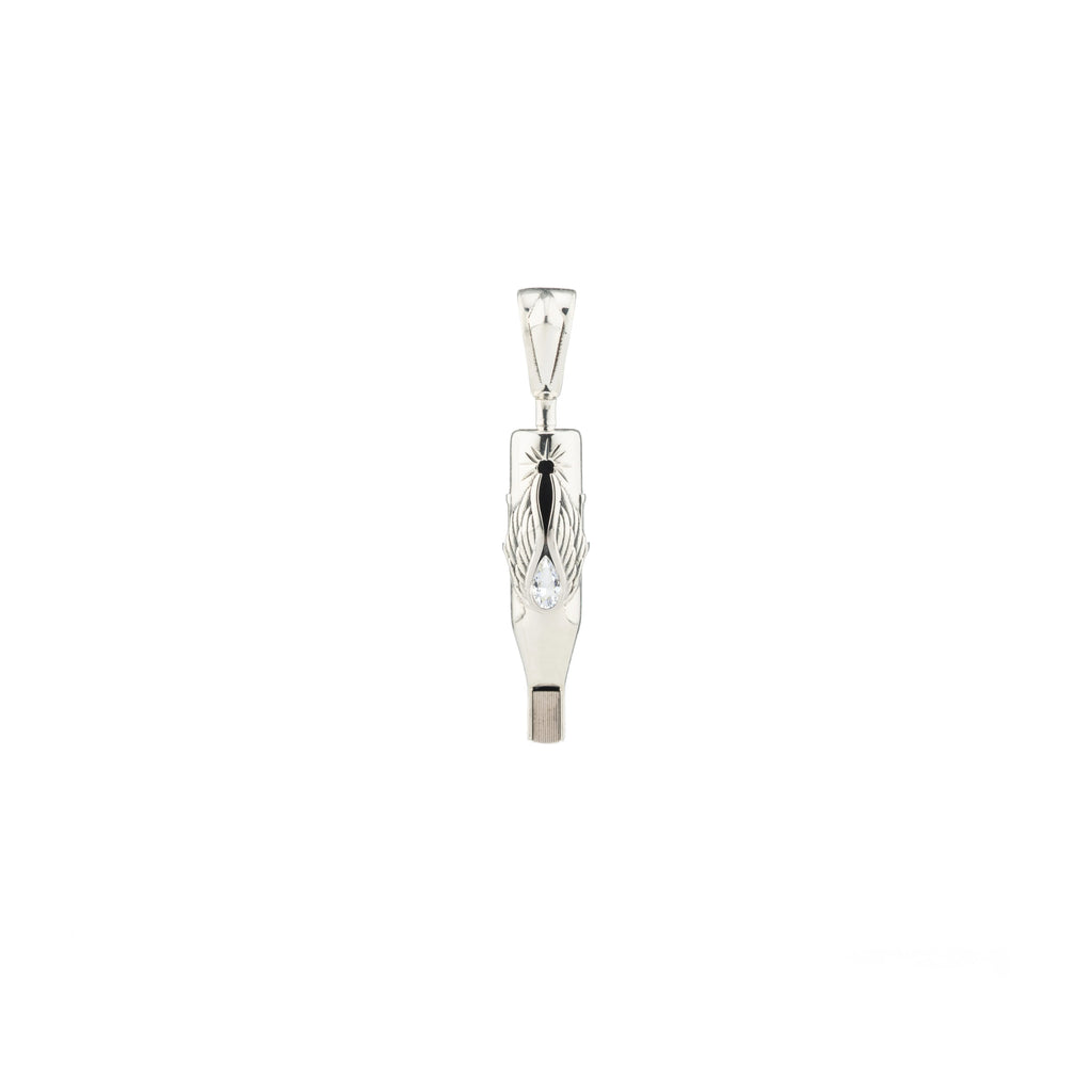 Tiny Wings Birthstone Tattoo Pendant Magnum - Teardrop Gem Silver
