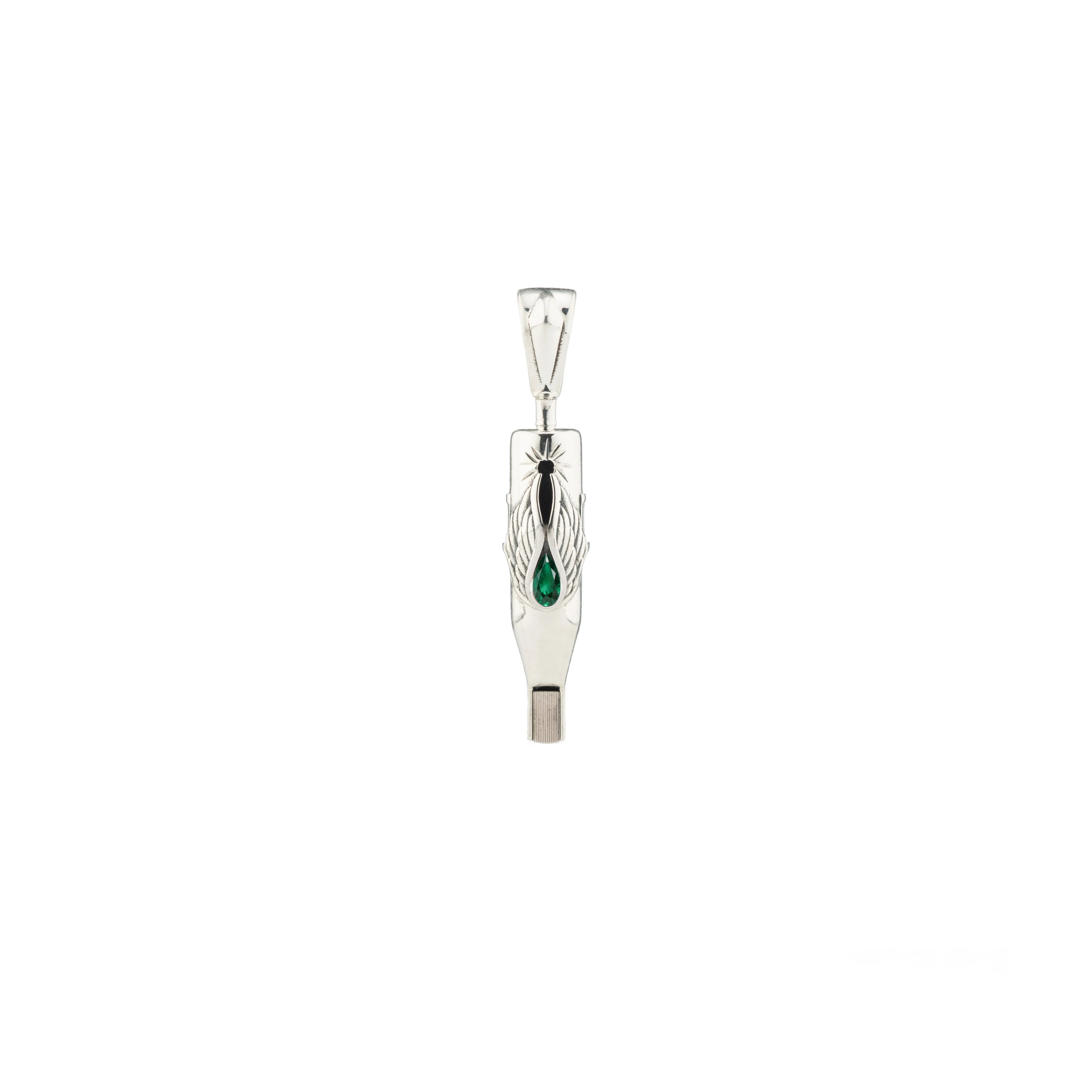 Tiny Wings Birthstone Tattoo Pendant Magnum - Teardrop Gem Silver
