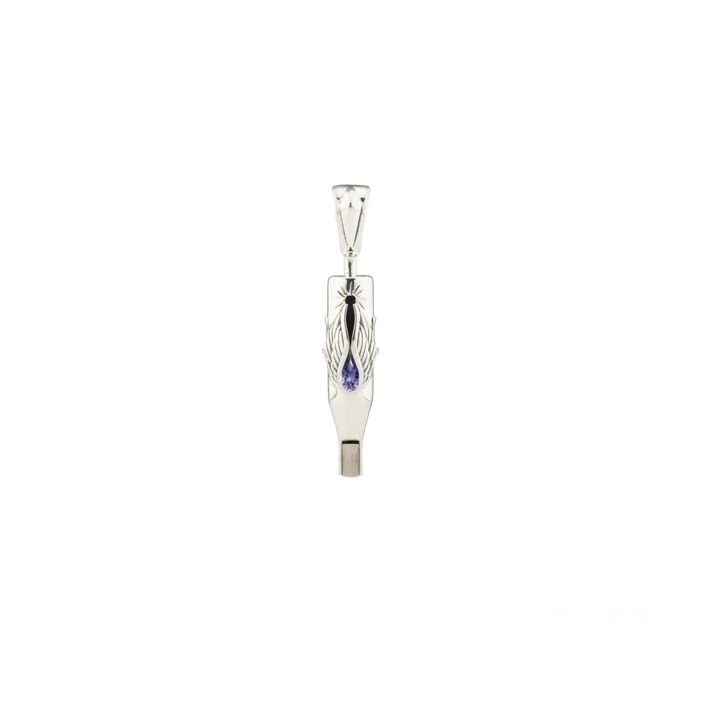 Tiny Wings Birthstone Tattoo Pendant Magnum - Teardrop Gem Silver