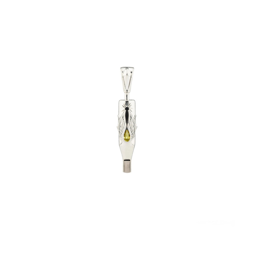 Tiny Wings Birthstone Tattoo Pendant Magnum - Teardrop Gem Silver