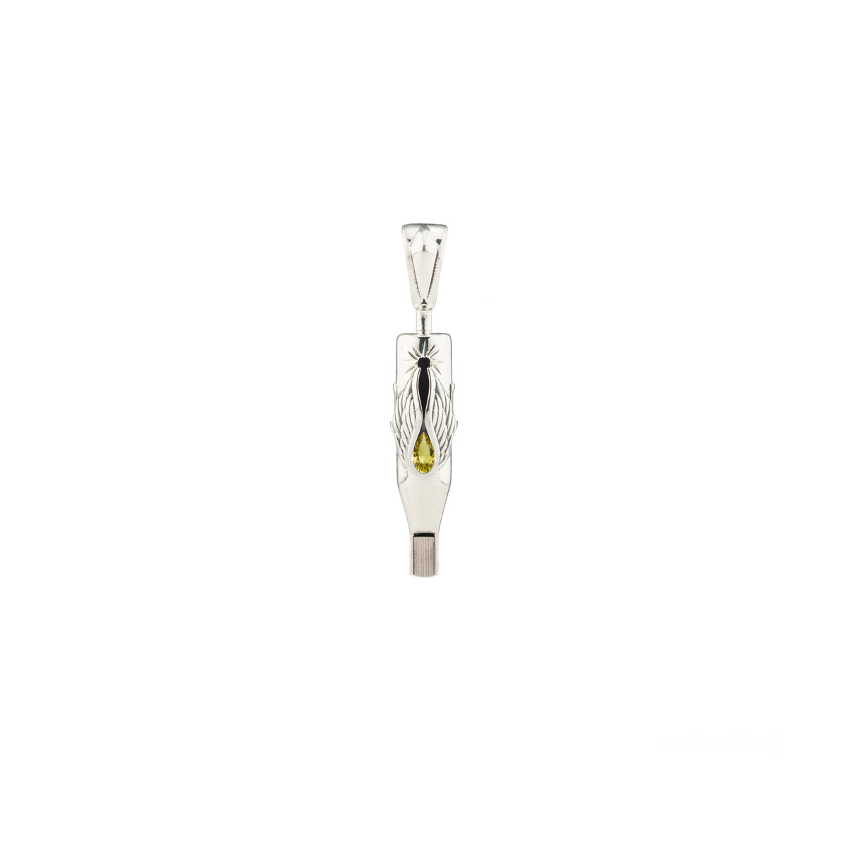 Tiny Wings Birthstone Tattoo Pendant Magnum - Teardrop Gem Silver