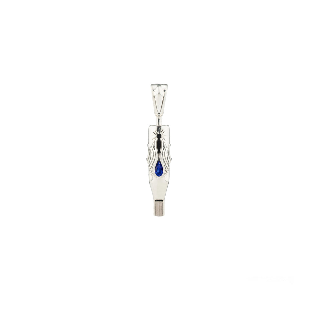 Tiny Wings Birthstone Tattoo Pendant Magnum - Teardrop Gem Silver